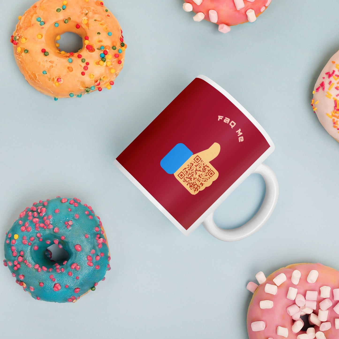 FAQ Me© Personalized QR Code Dark Red mug