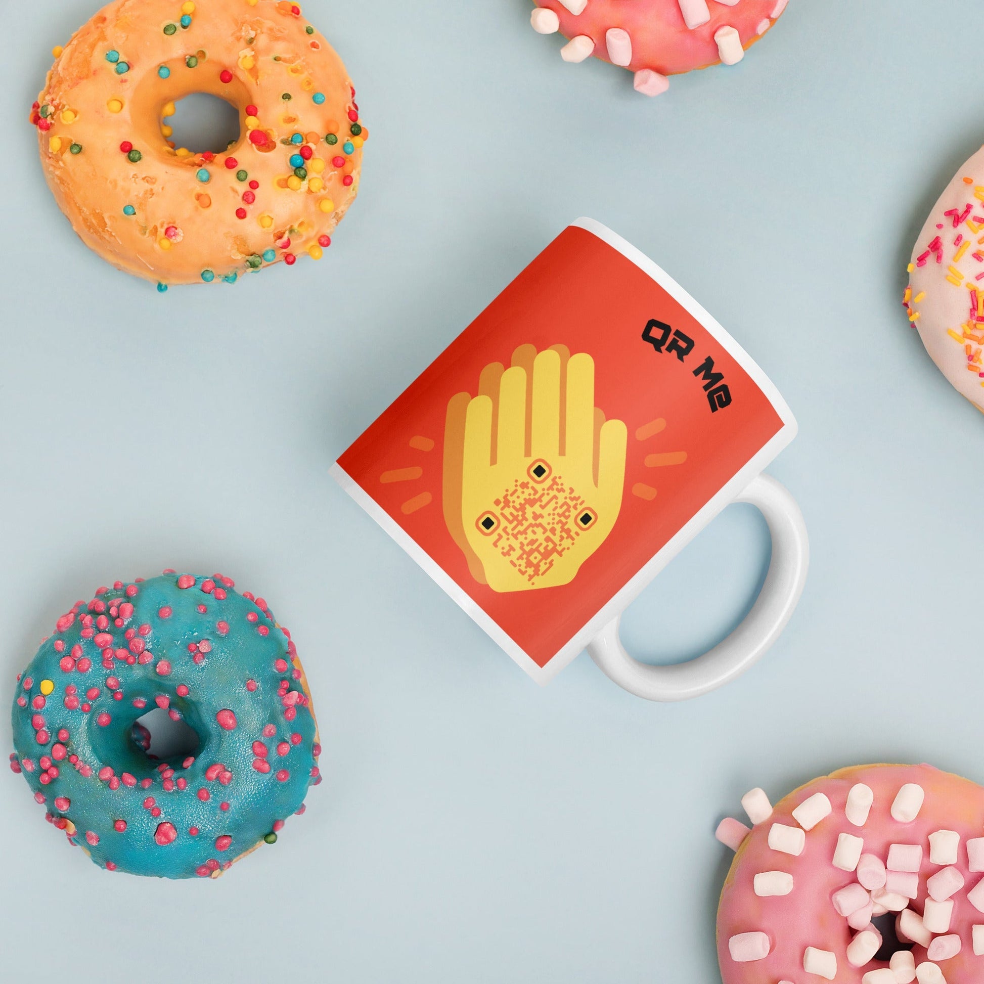 Wave Emoji Personalized QR Code mug
