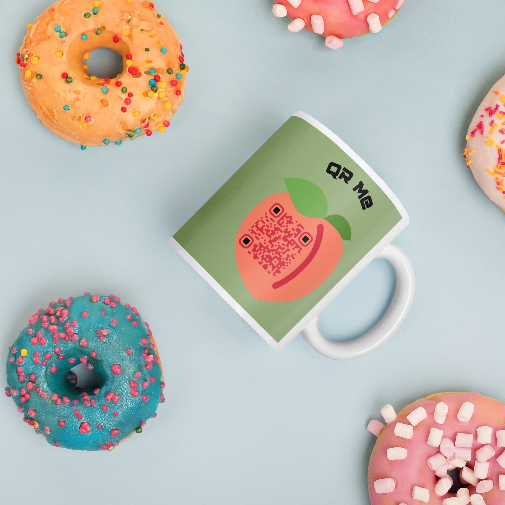 Peach Emoji Personalized QR Code mug