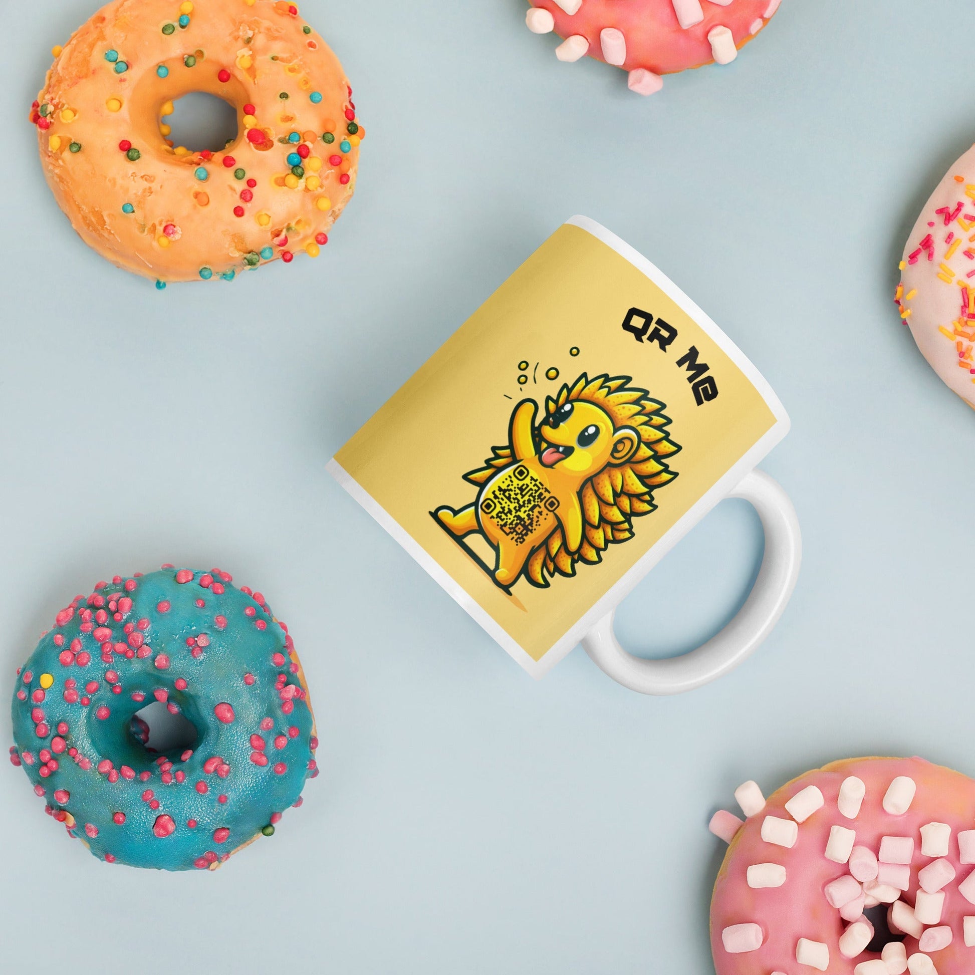 Hedgehog Emoji Personalized QR Code mug