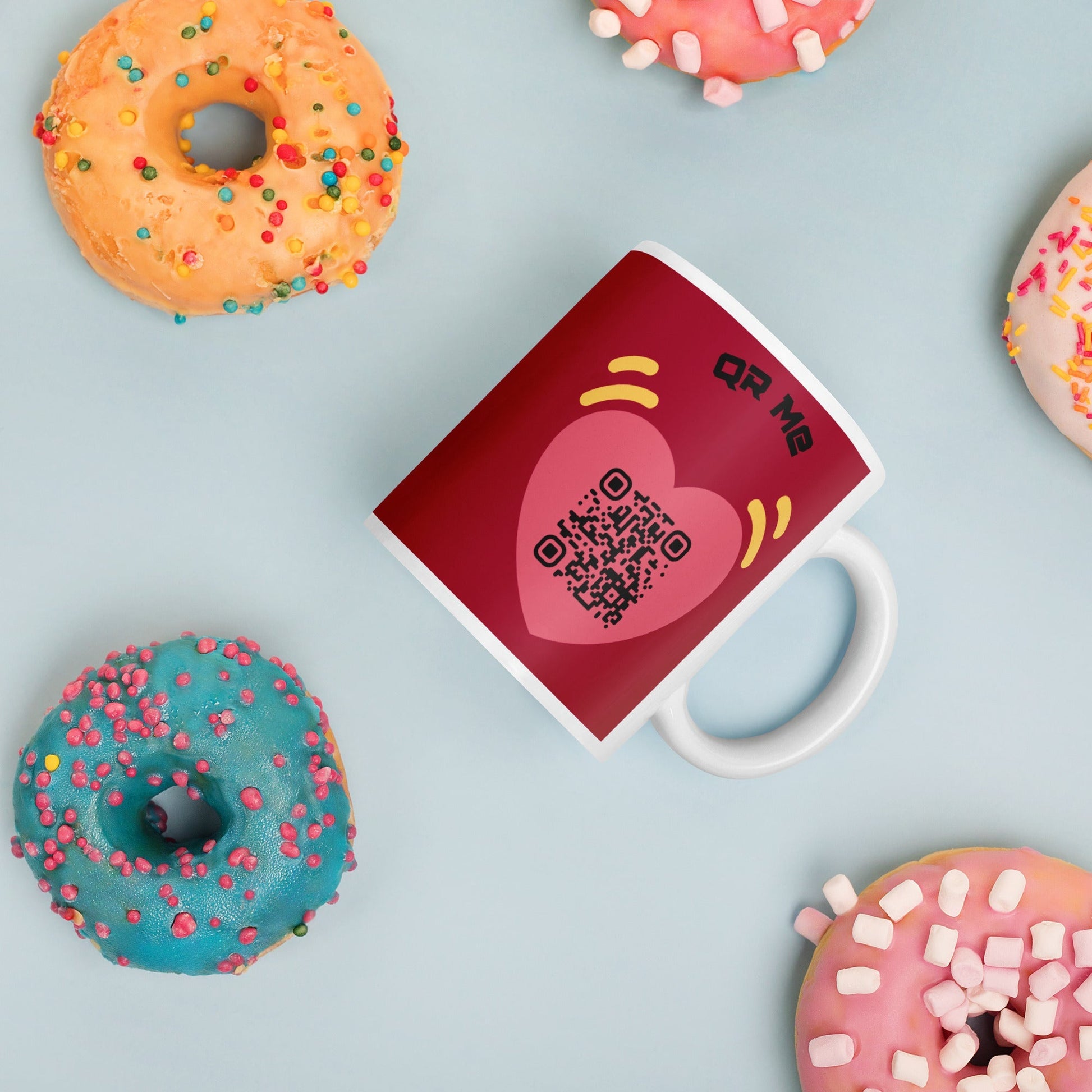 Pink Heart Emoji Personalized QR Code mug