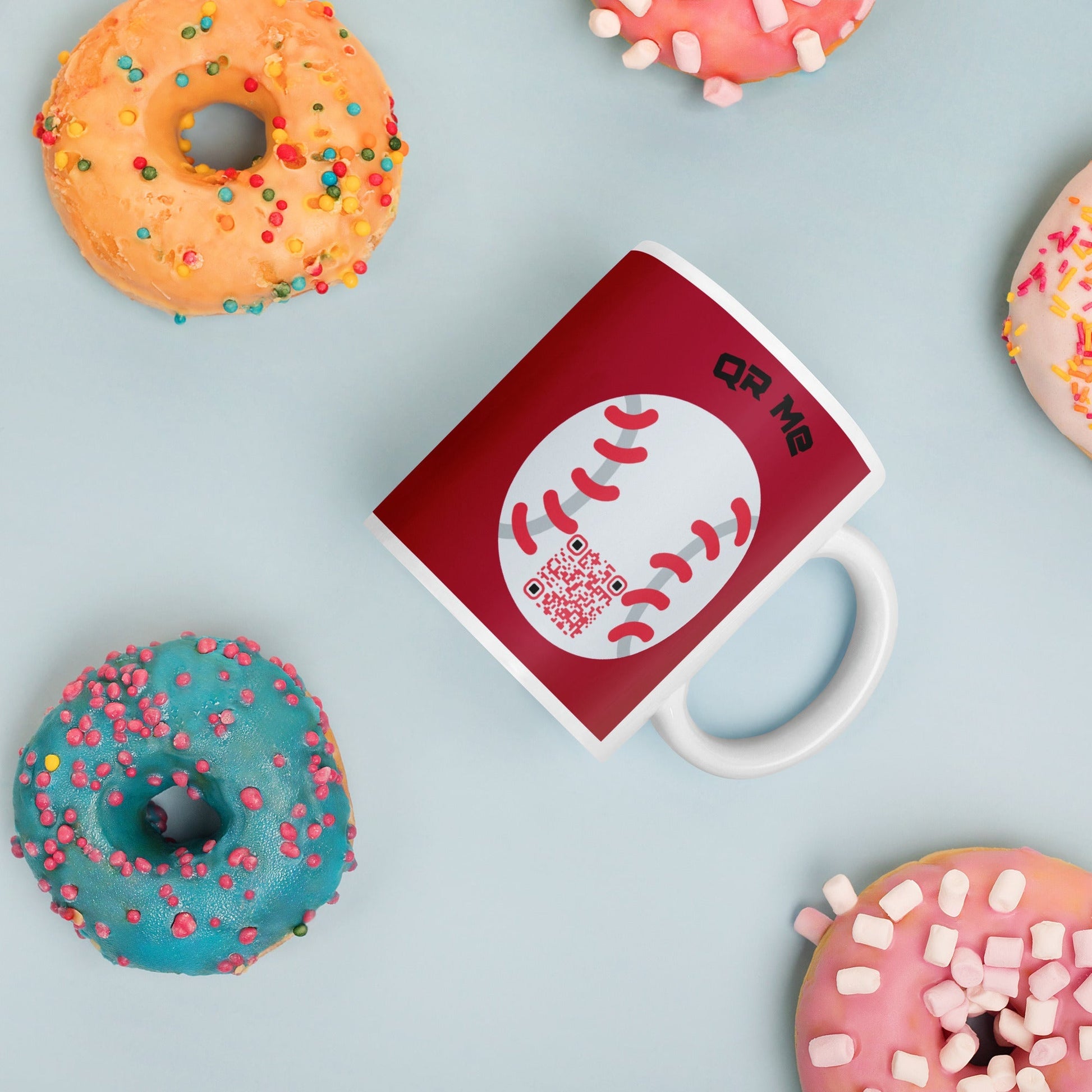 Baseball Emoji Personalized QR Code mug