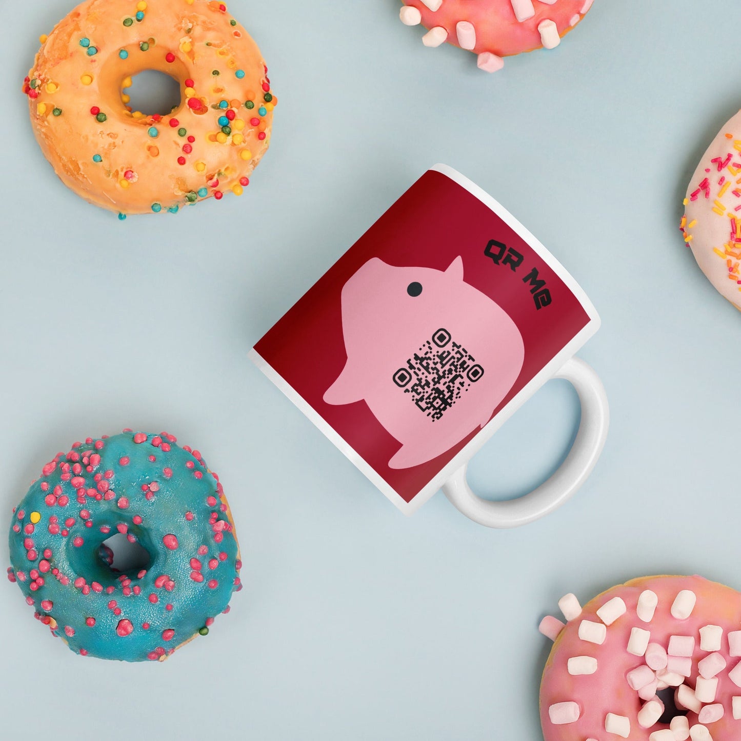Cute Pig Emoji Personalized QR Code mug