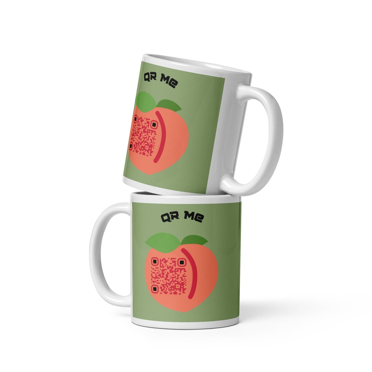 Peach Emoji Personalized QR Code mug