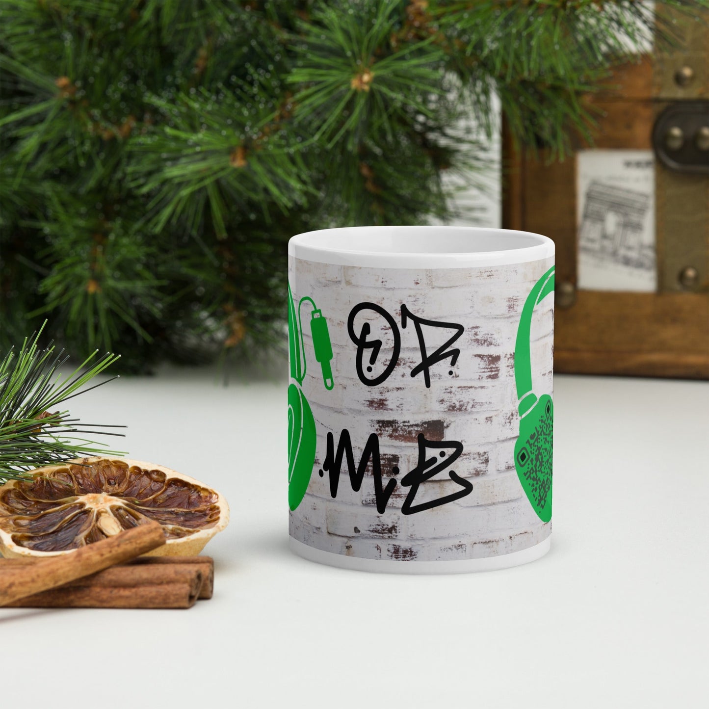 Graffiti Wall Art QR Code Mug β Share Your Music in Style