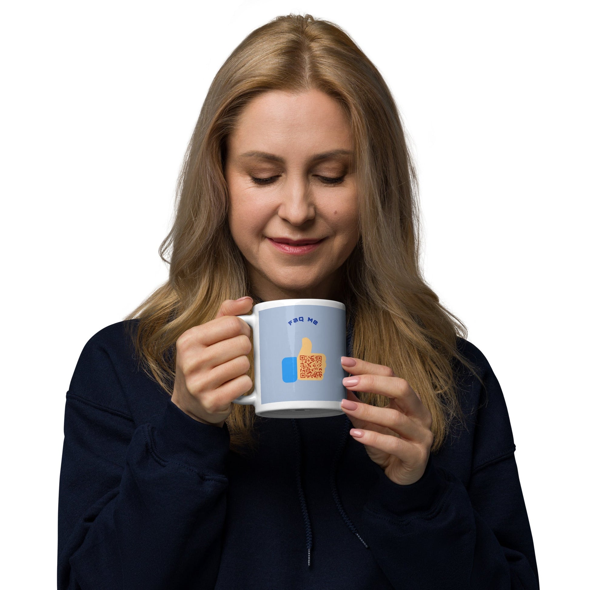 FAQ Me Personalized QR Code Powder Blue Mug