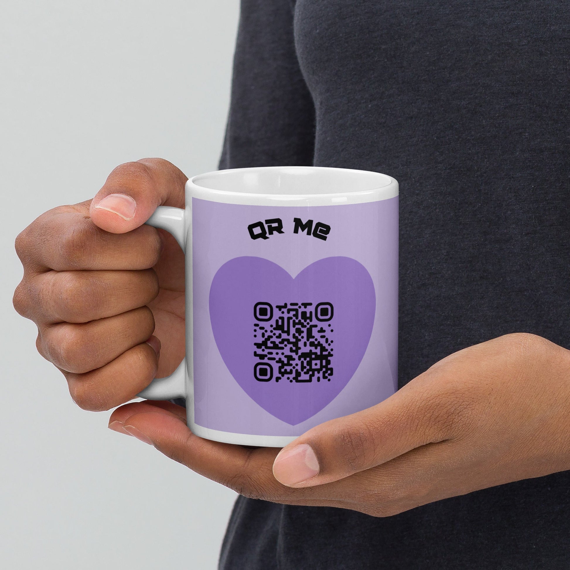 Purple Heart Emoji QR Code Me mug