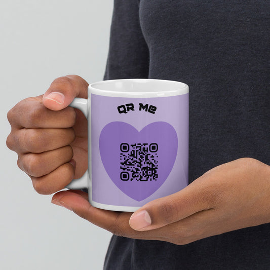 Purple Heart Emoji QR Code Me mug