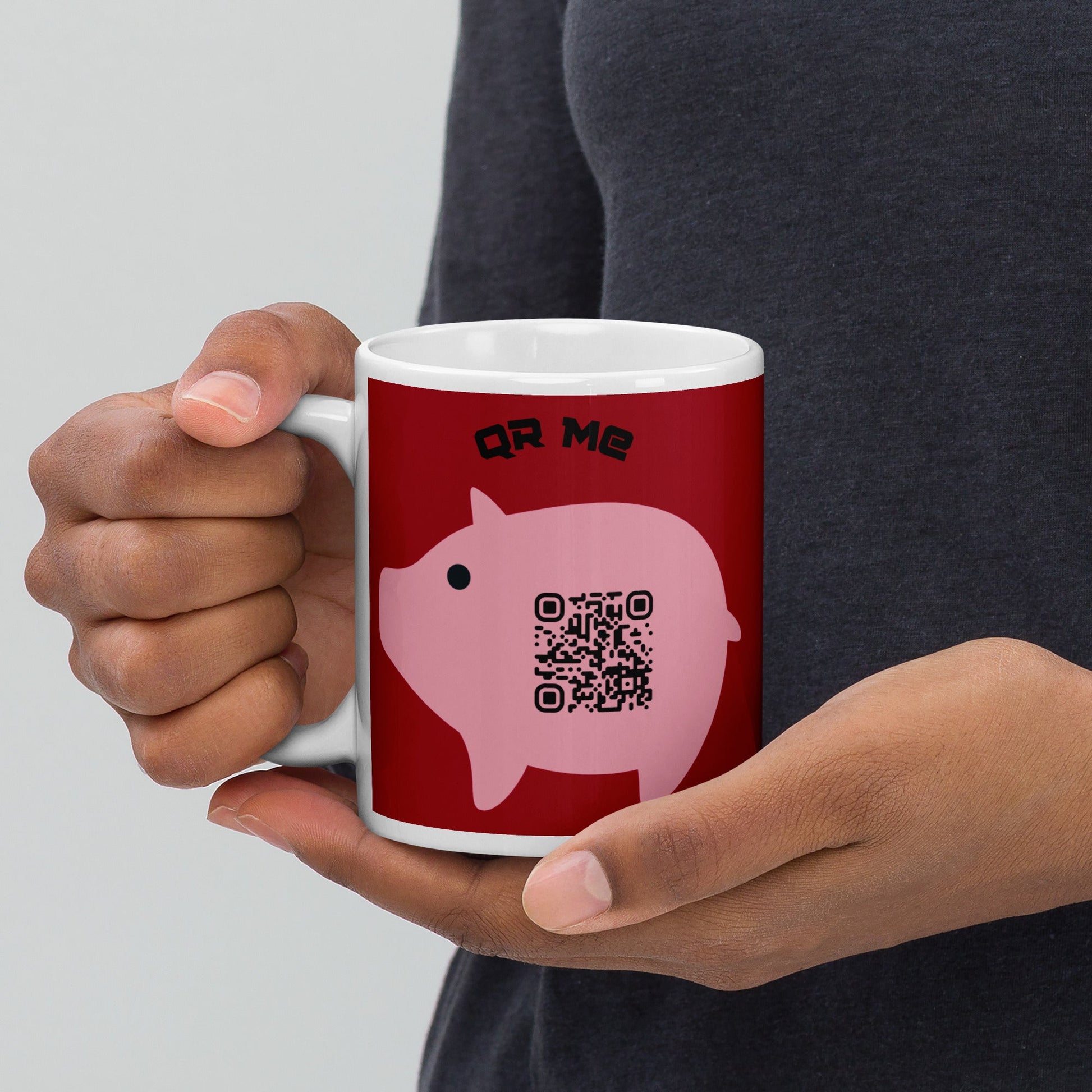 Cute Pig Emoji Personalized QR Code mug