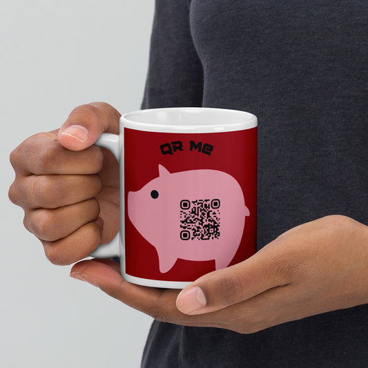 Cute Pig Emoji Personalized QR Code mug