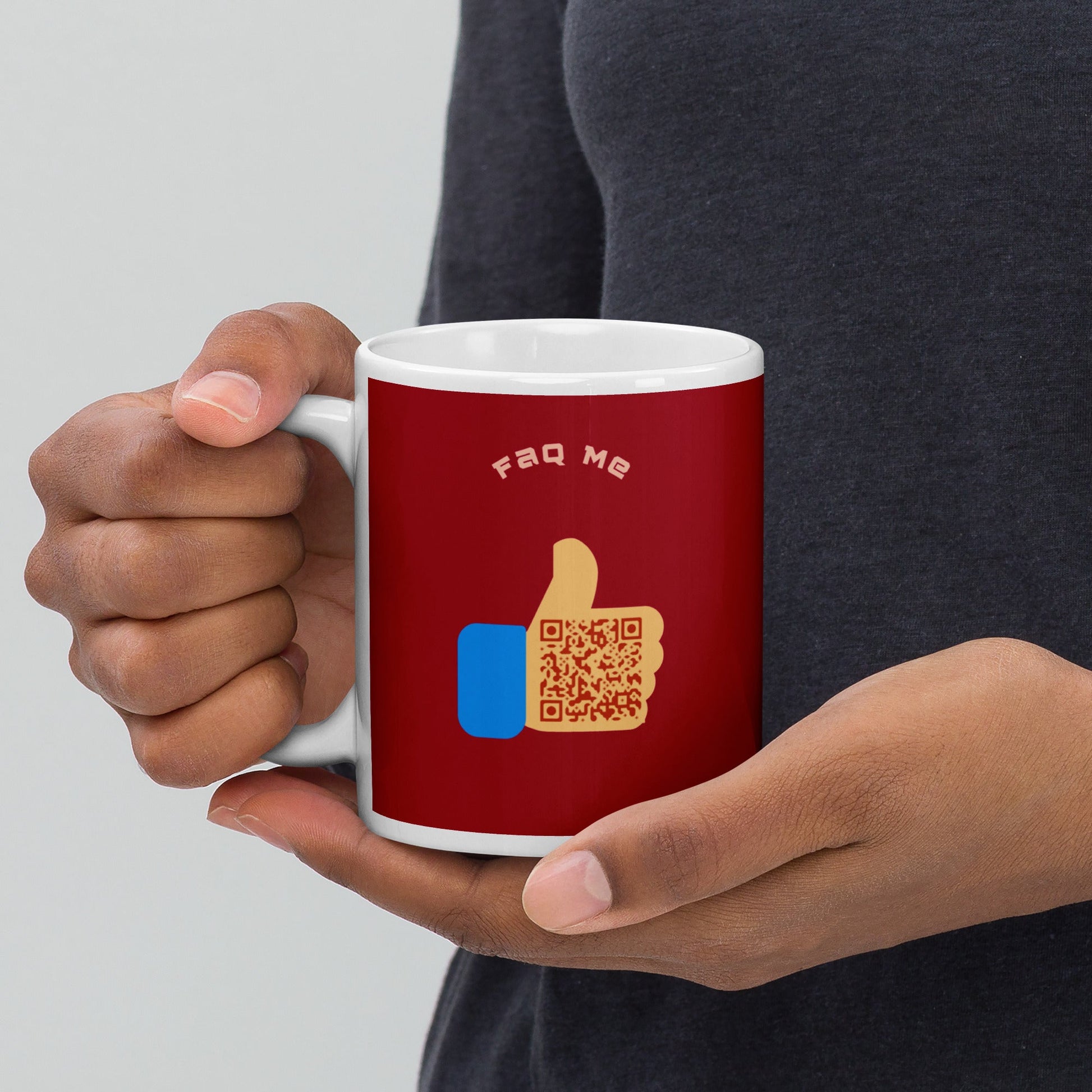 FAQ Me© Personalized QR Code Dark Red mug