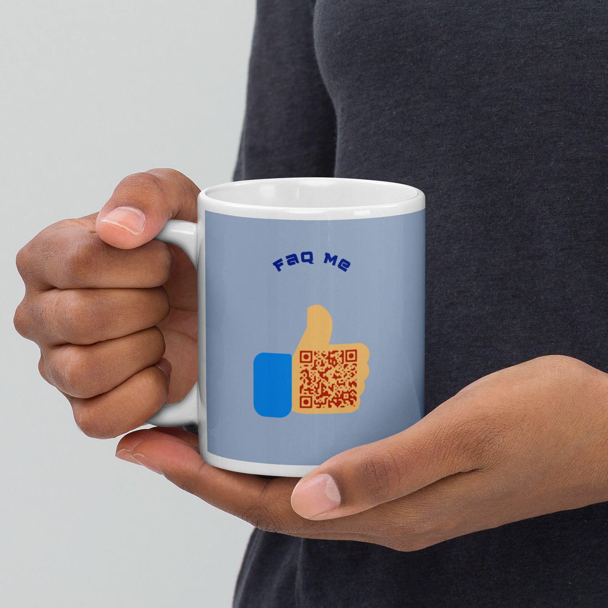 FAQ Me Personalized QR Code Powder Blue Mug