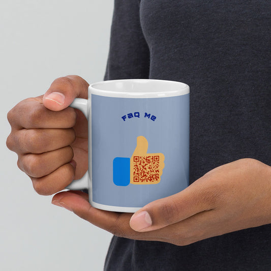 FAQ Me Personalized QR Code Powder Blue Mug