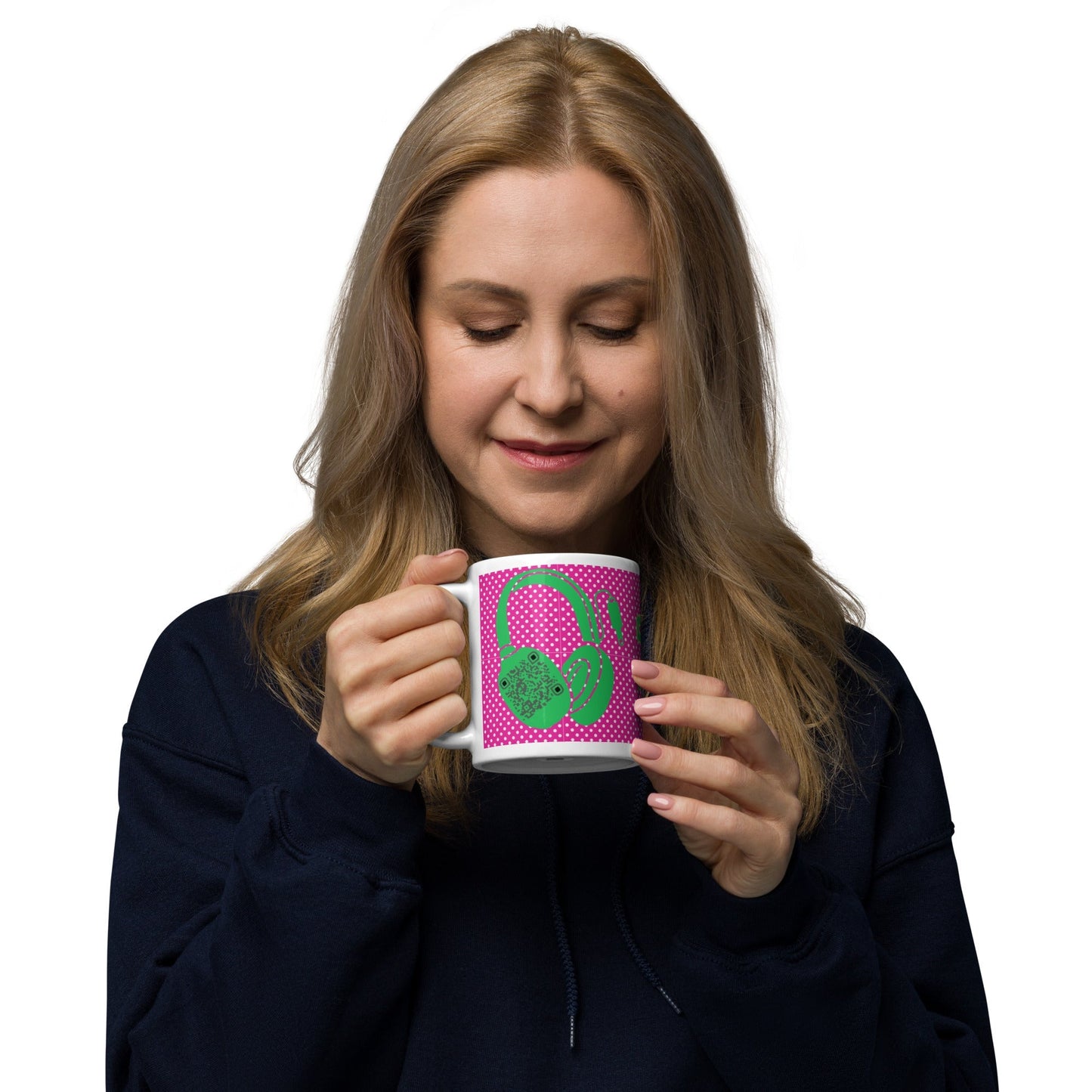 Custom QR Code Mug Polka Dot Design β Share Your Music