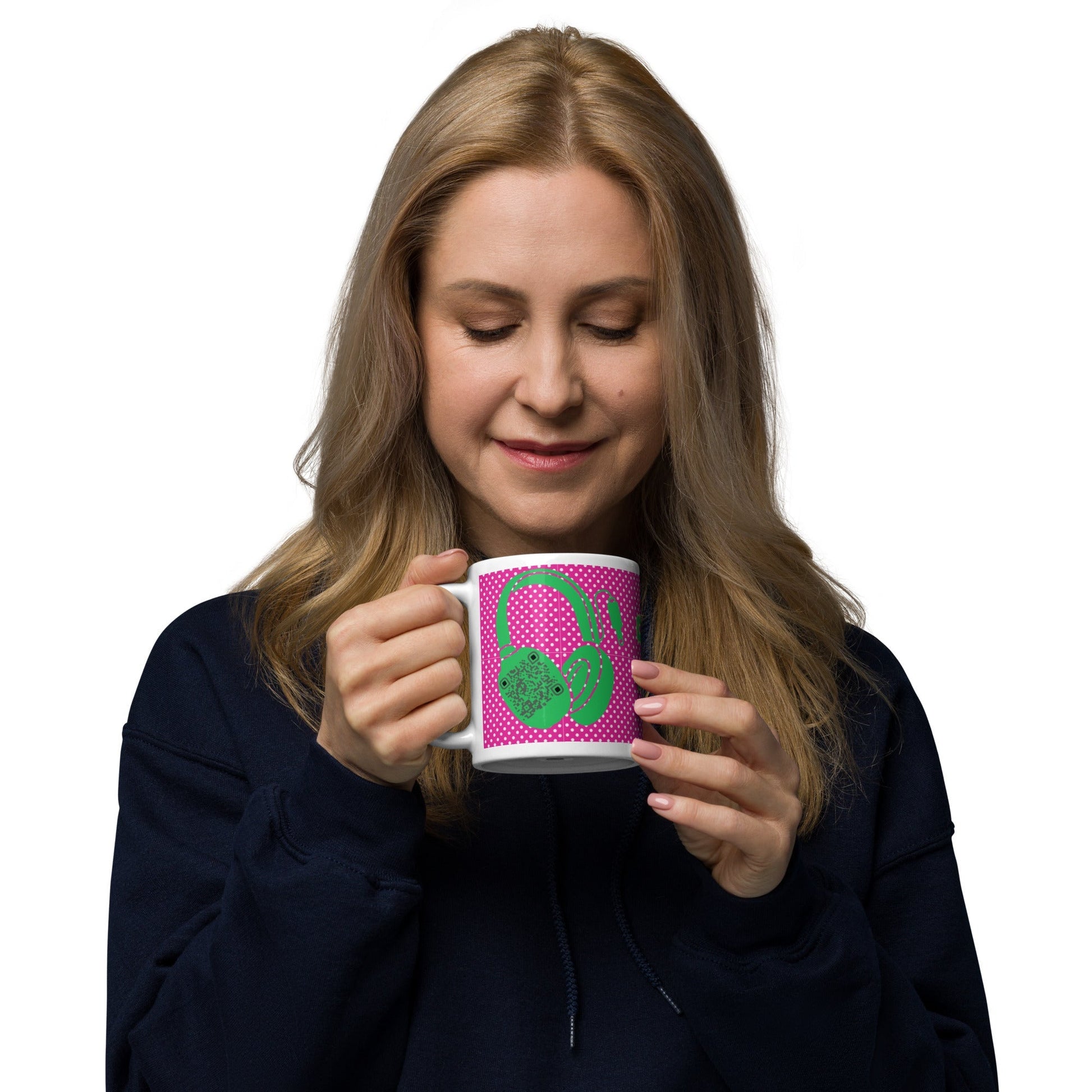 Custom QR Code Mug Polka Dot Design β Share Your Music