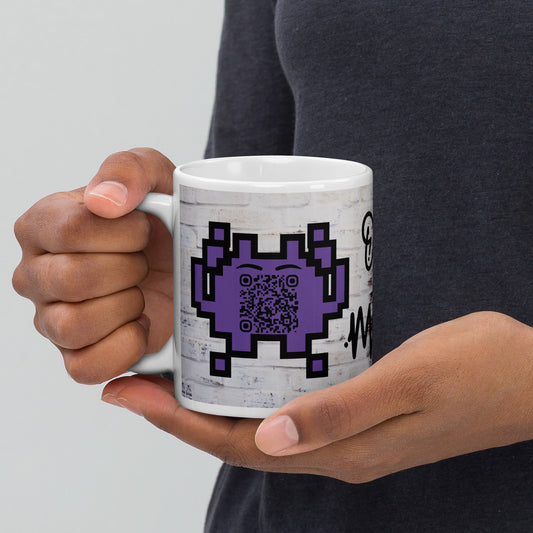 Graffiti Wall Alien Emoji QR Code Mug - For The Gamers