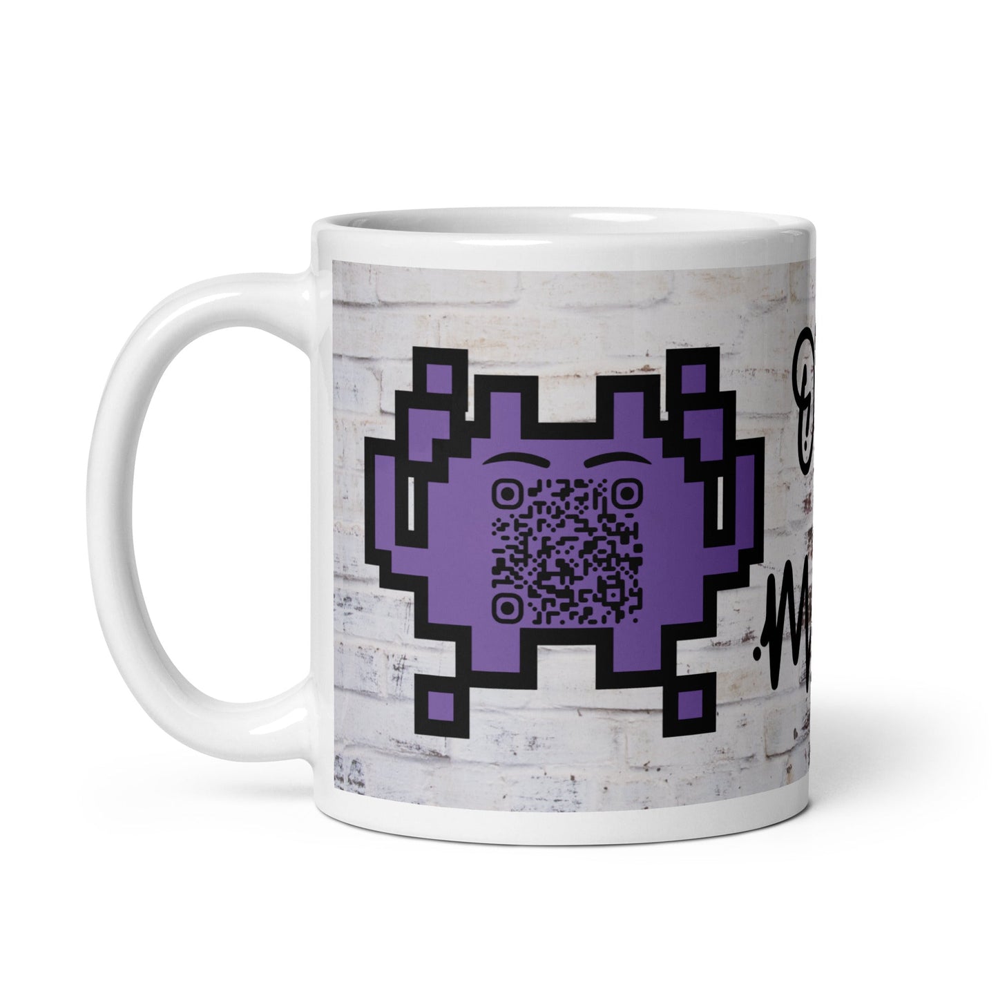 Graffiti Wall Alien Emoji QR Code Mug - For The Gamers