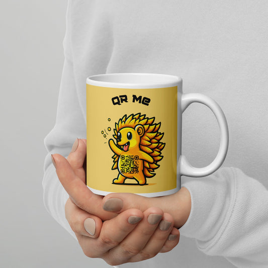 Hedgehog Emoji Personalized QR Code mug