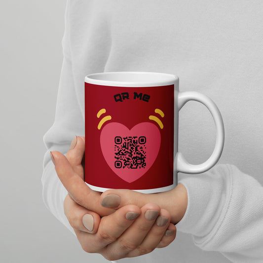Pink Heart Emoji Personalized QR Code mug