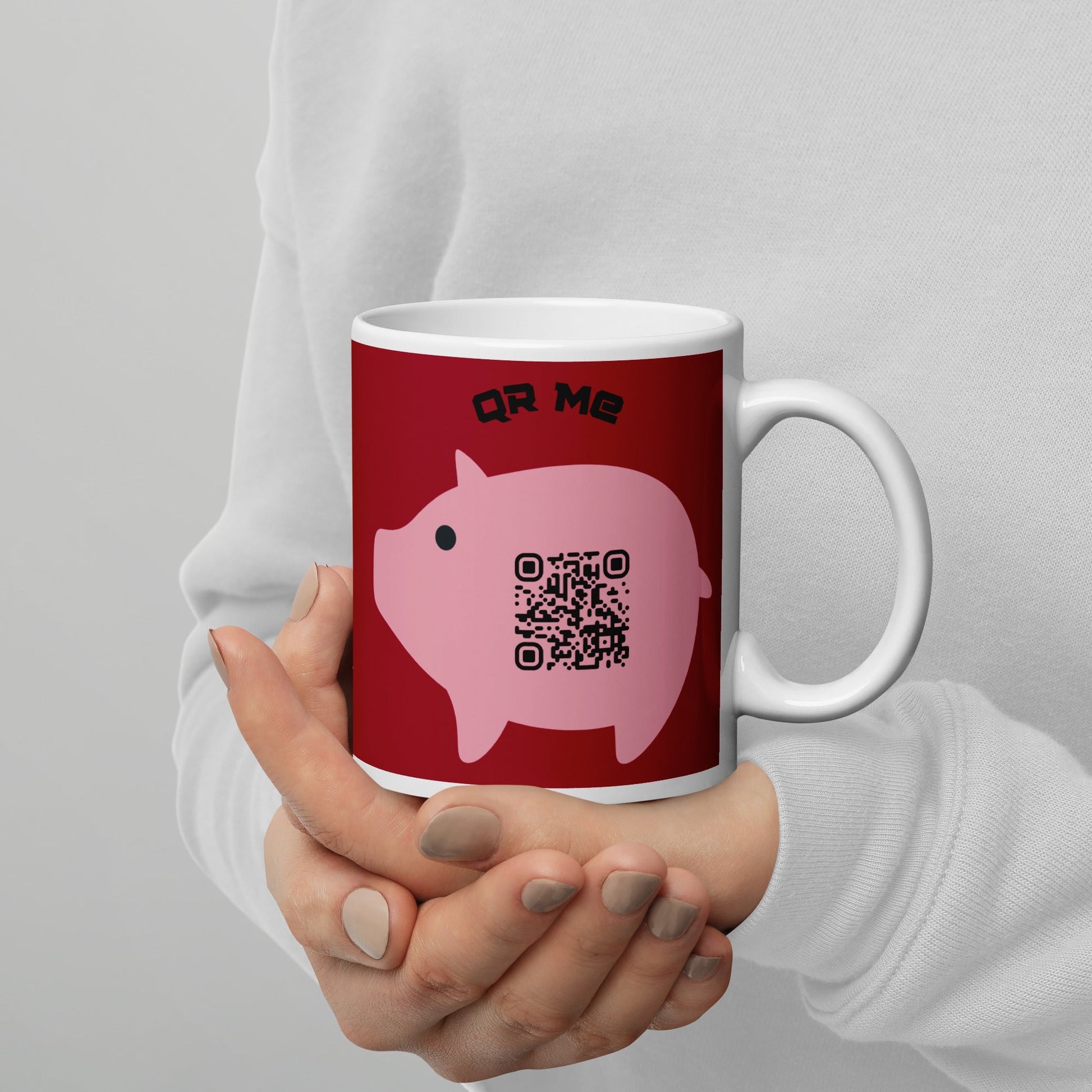 Cute Pig Emoji Personalized QR Code mug