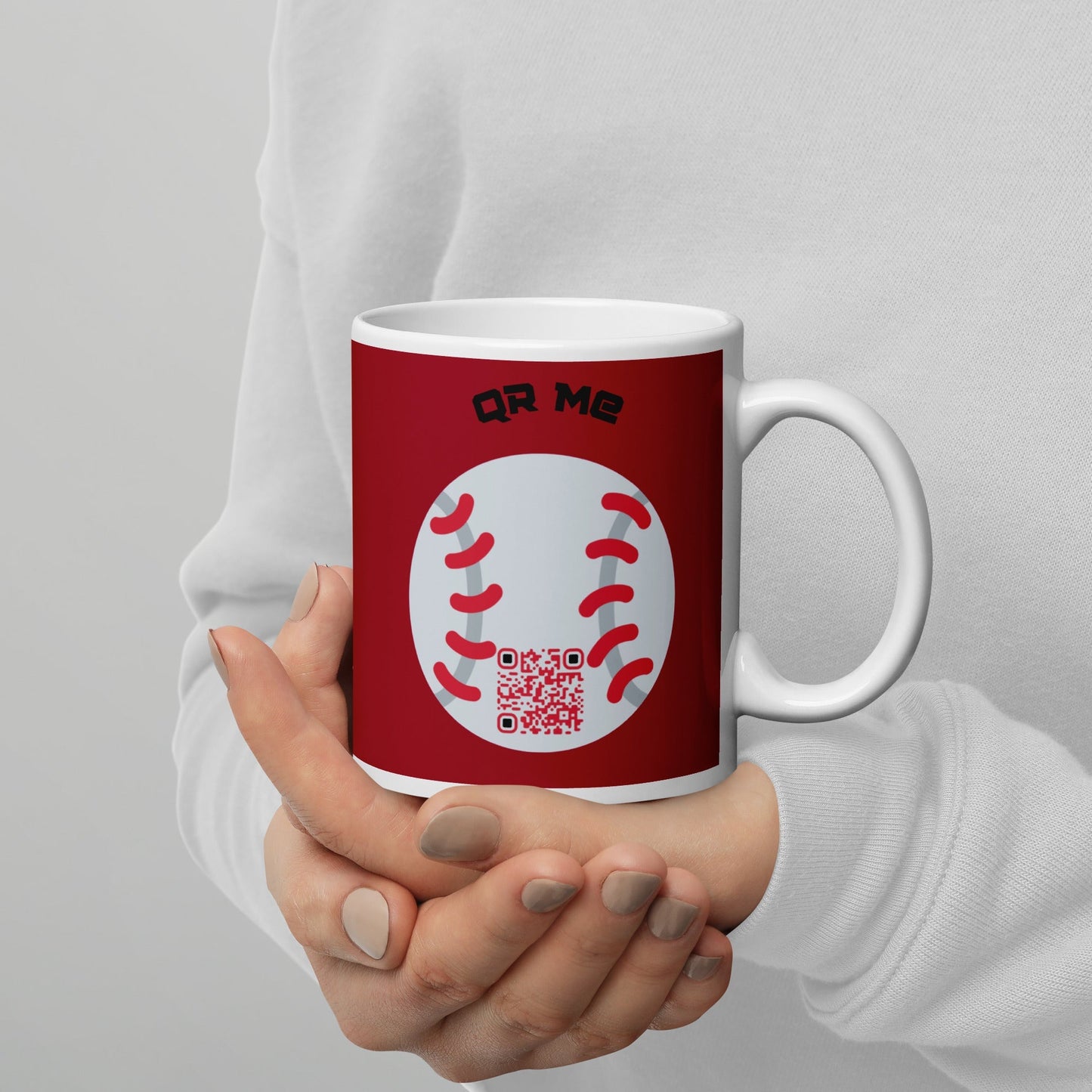 Baseball Emoji Personalized QR Code mug