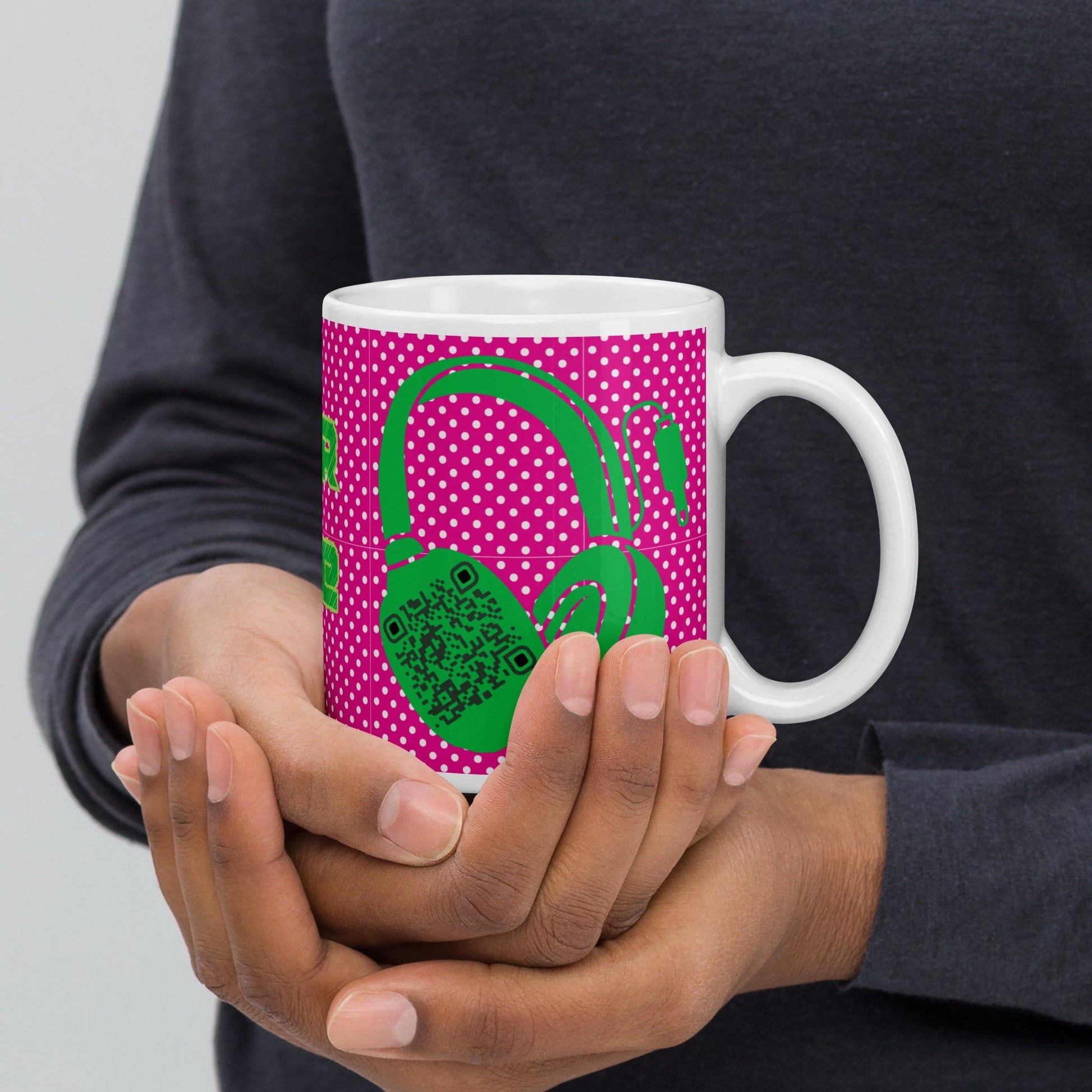 Custom QR Code Mug Polka Dot Design β Share Your Music