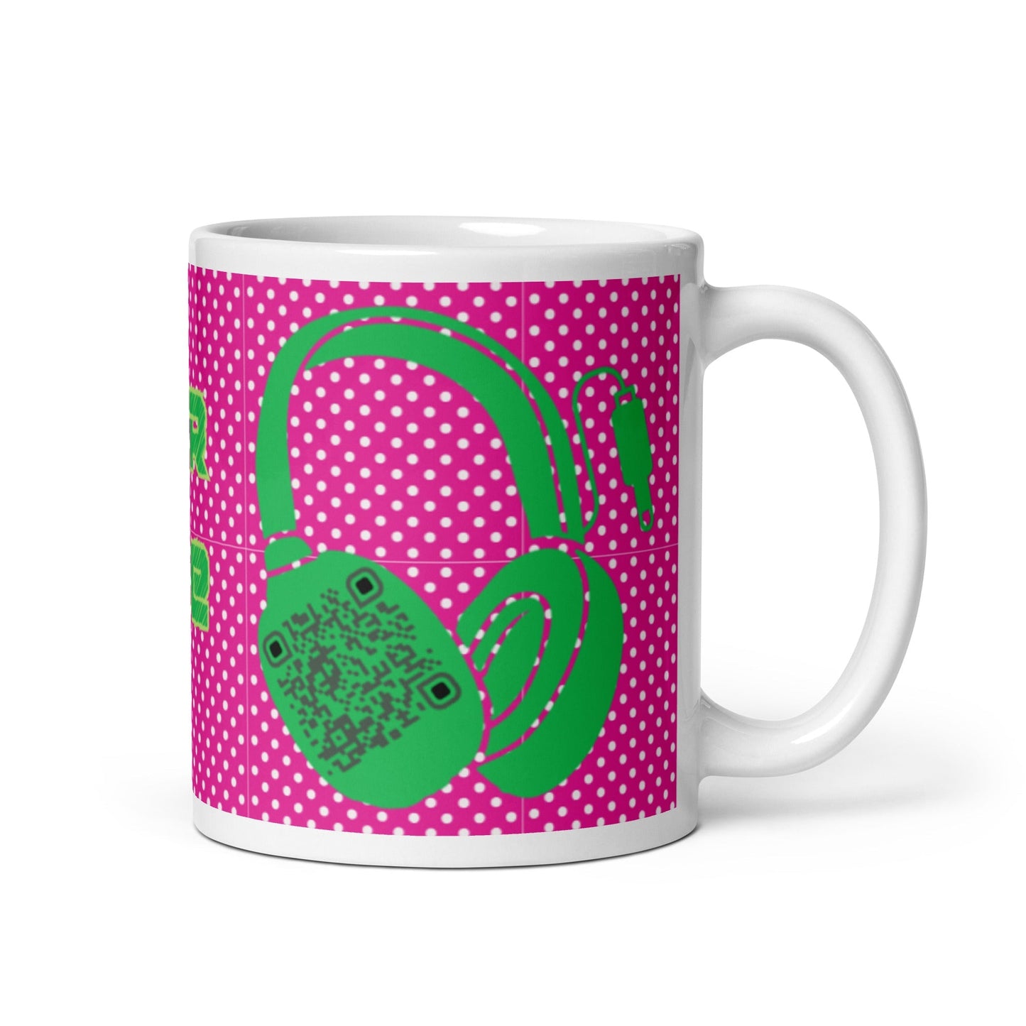 Custom QR Code Mug Polka Dot Design β Share Your Music