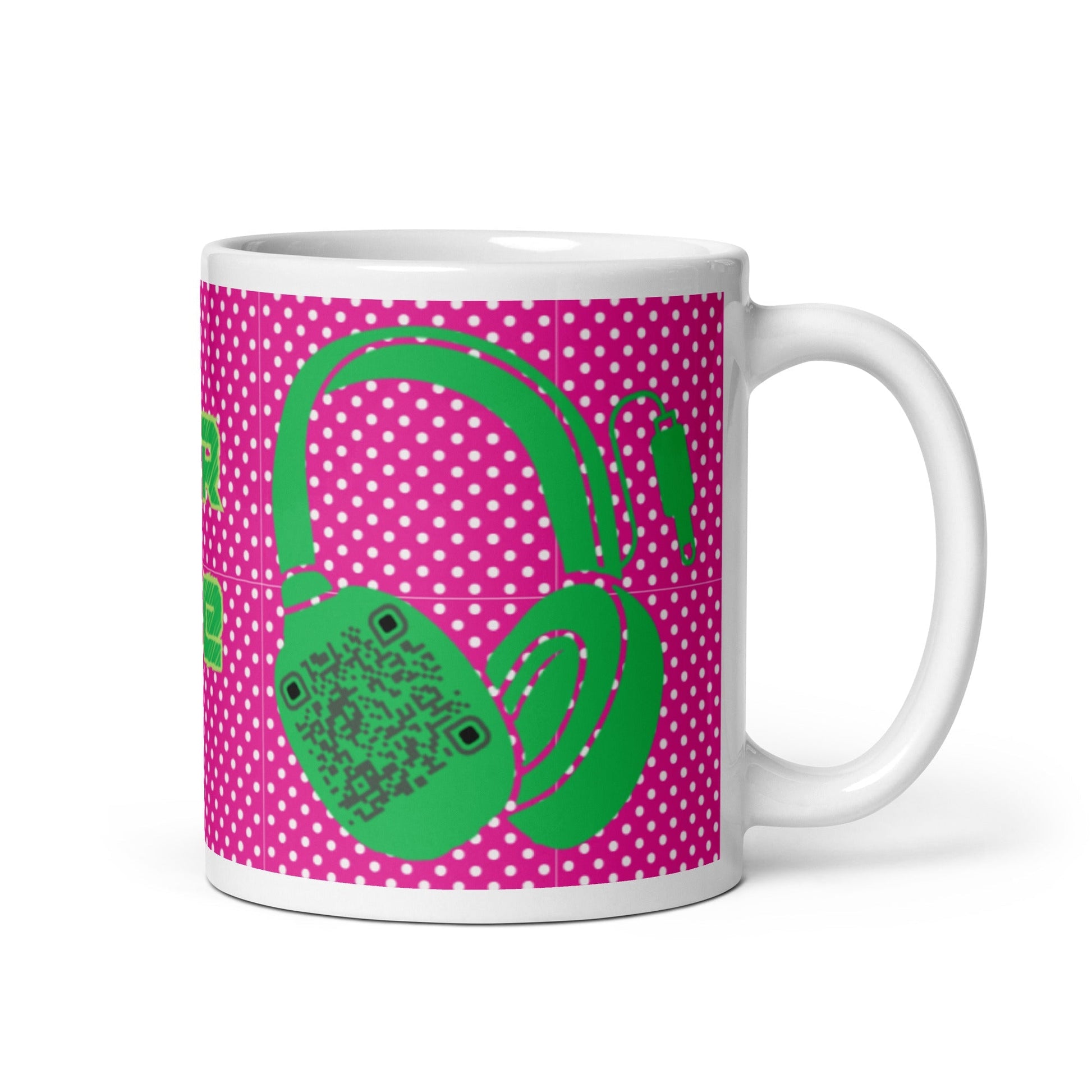 Custom QR Code Mug Polka Dot Design β Share Your Music