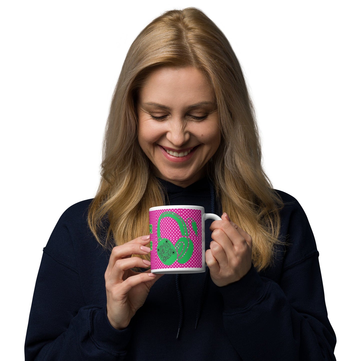 Custom QR Code Mug Polka Dot Design β Share Your Music