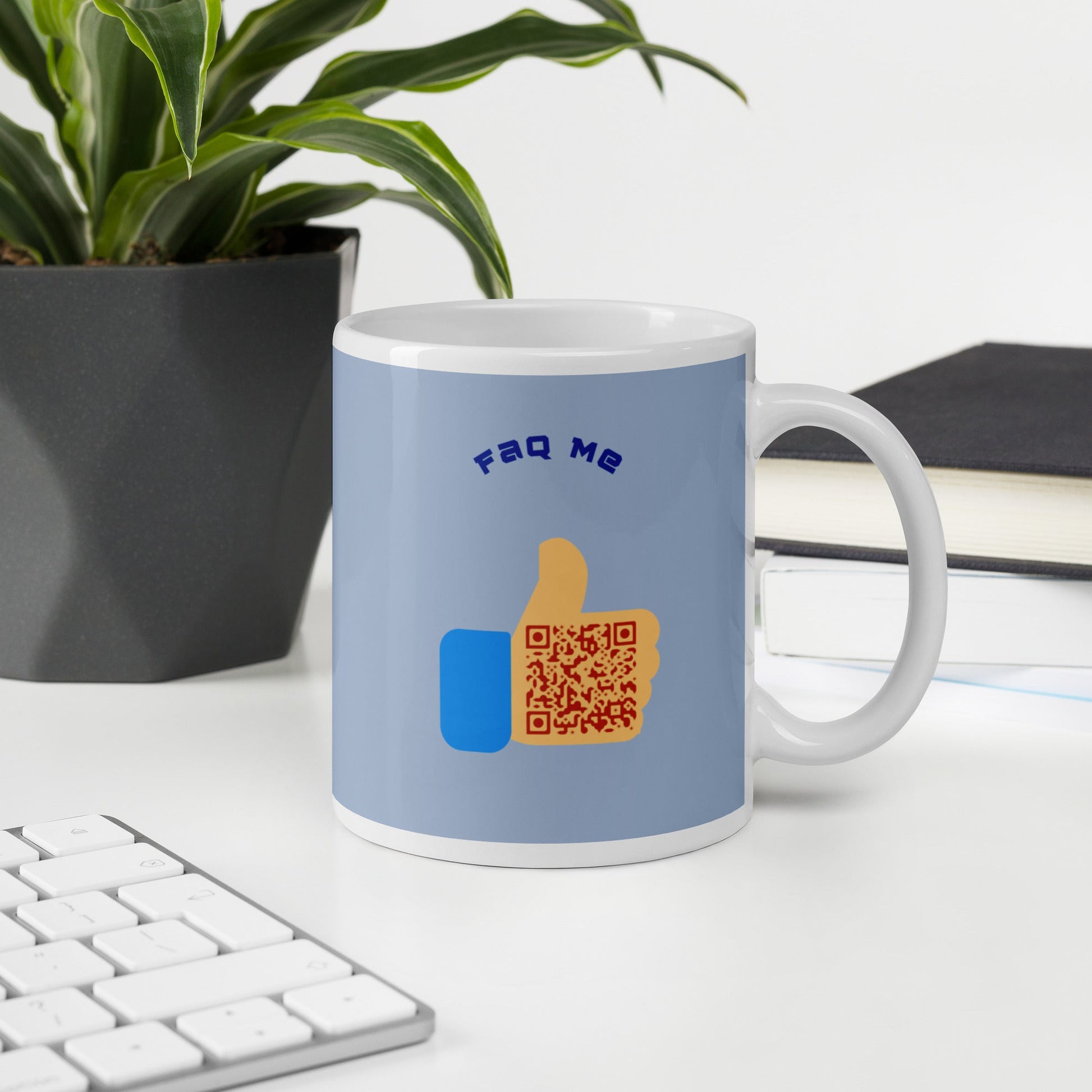 FAQ Me Personalized QR Code Powder Blue Mug