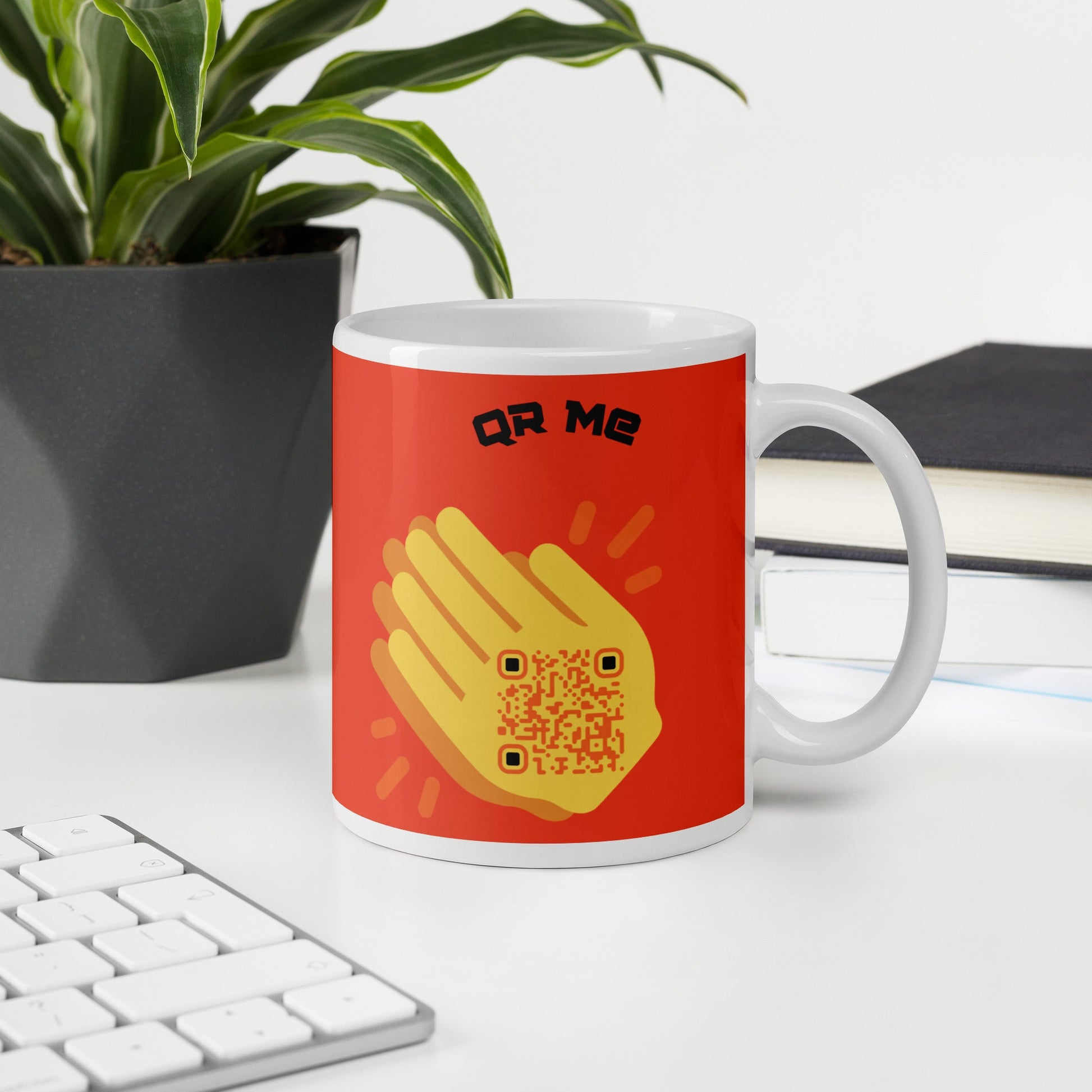 Wave Emoji Personalized QR Code mug