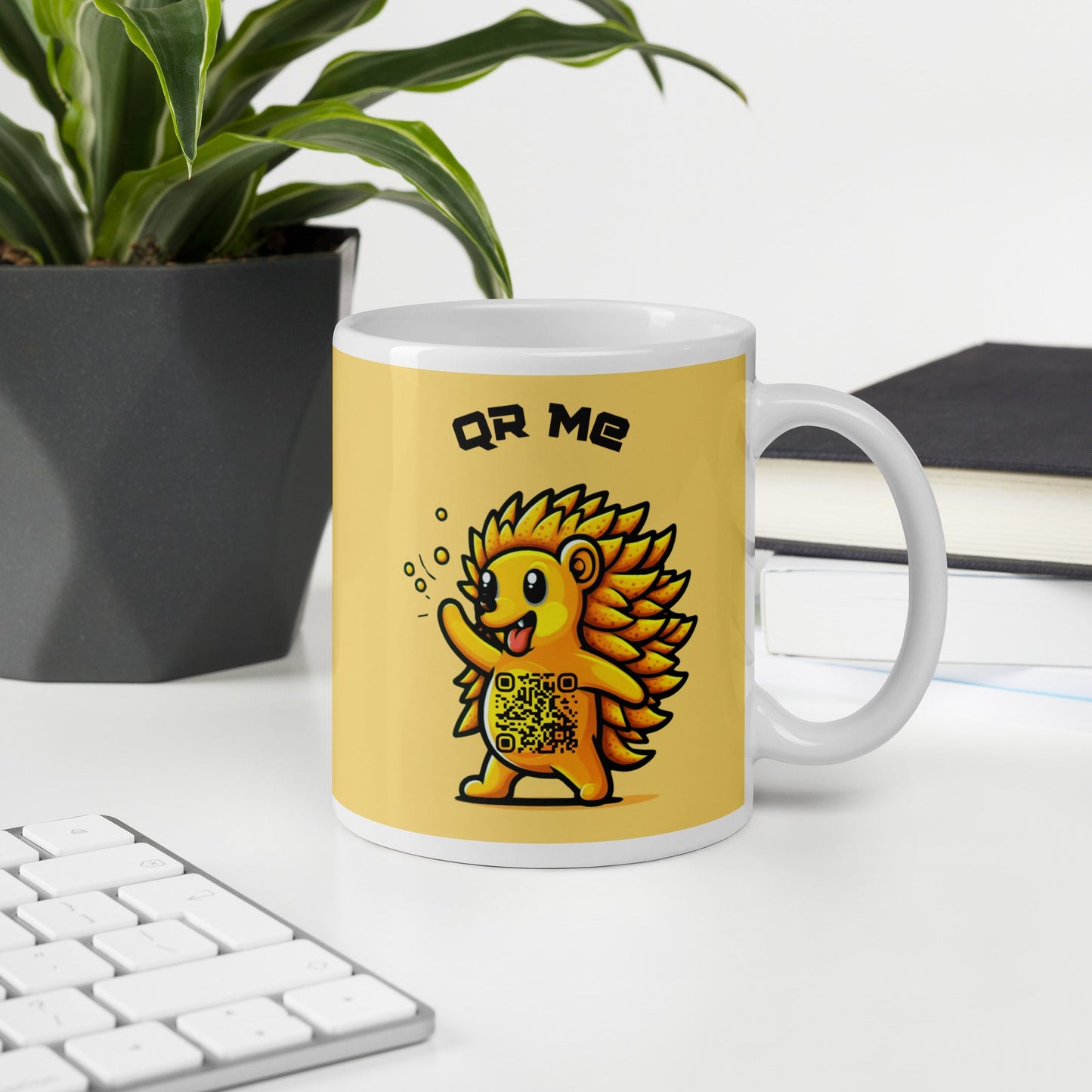 Hedgehog Emoji Personalized QR Code mug