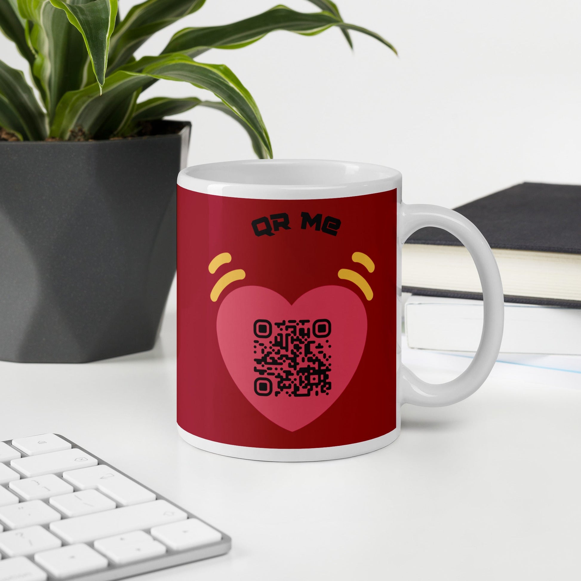 Pink Heart Emoji Personalized QR Code mug