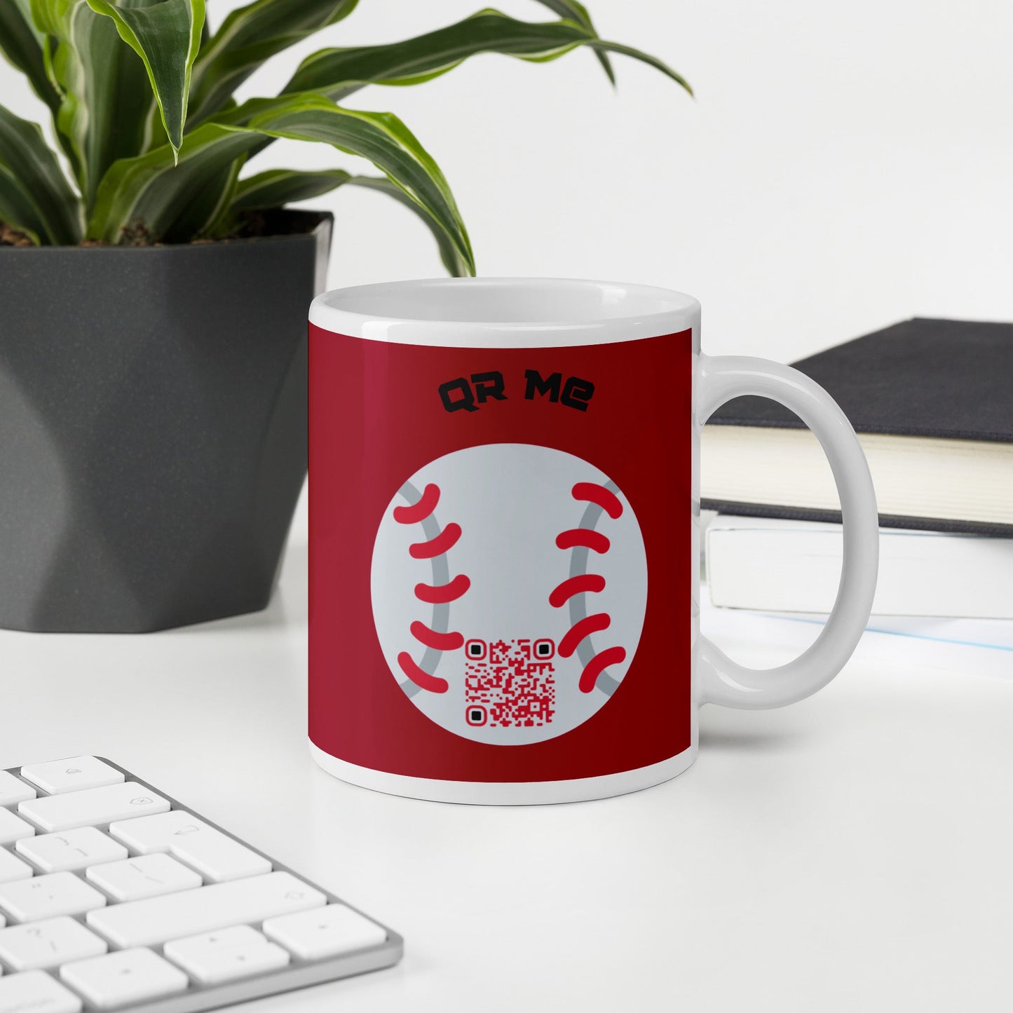 Baseball Emoji Personalized QR Code mug