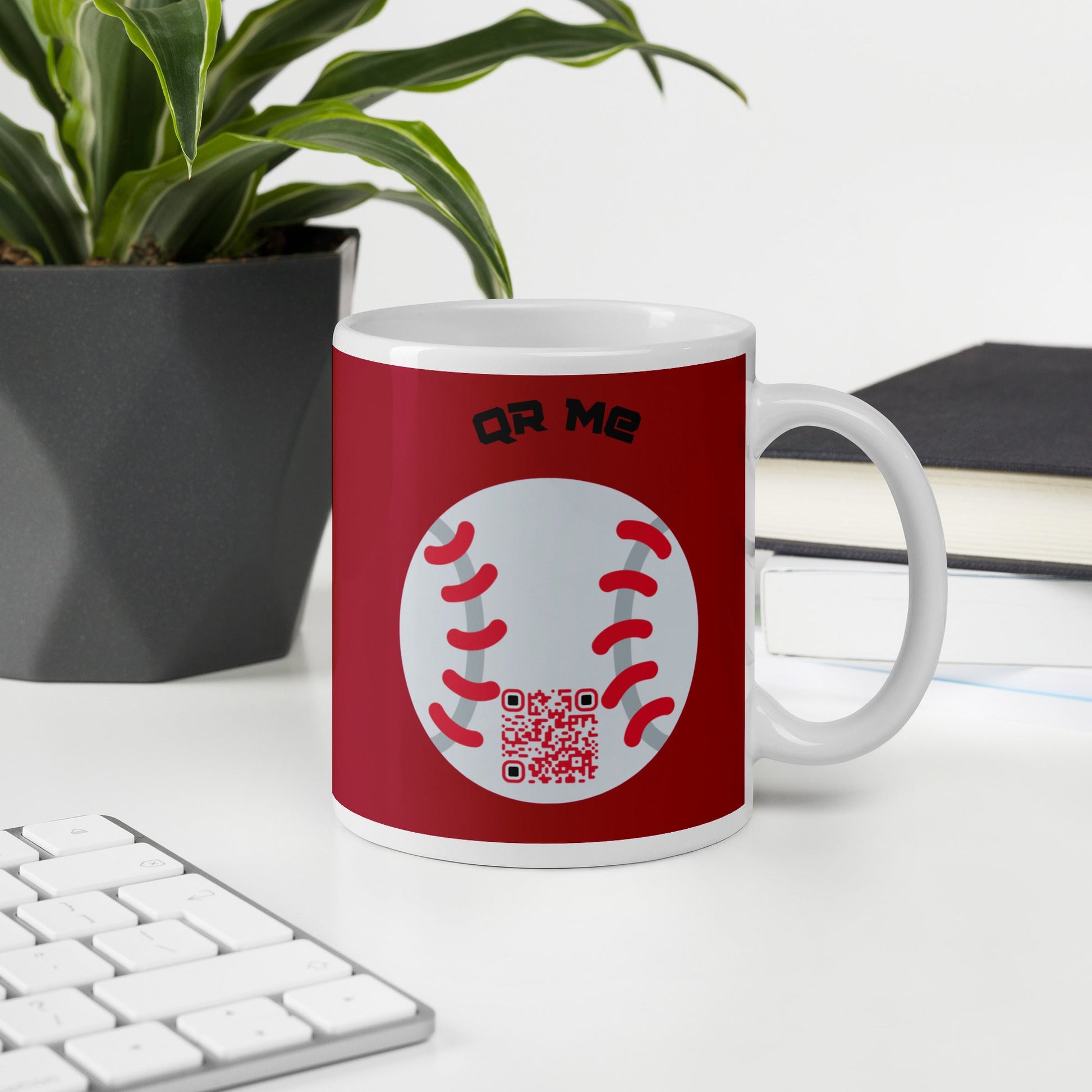 Baseball Emoji Personalized QR Code mug