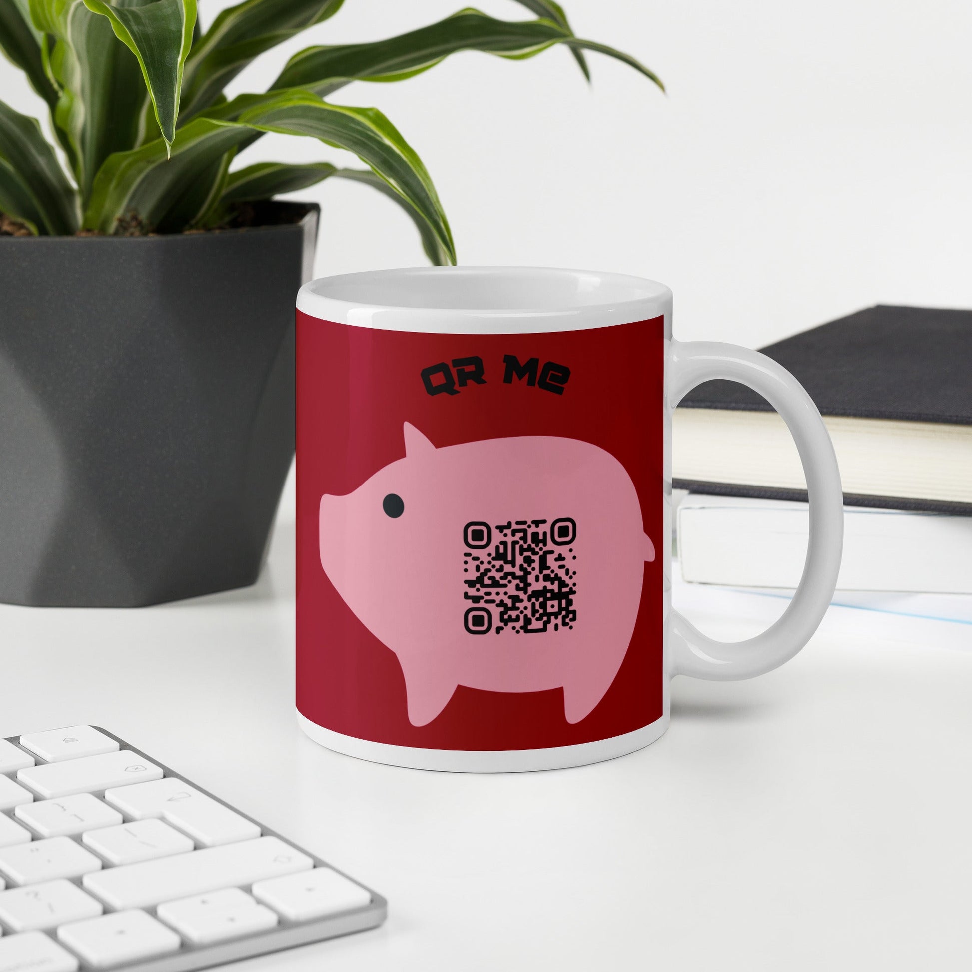 Cute Pig Emoji Personalized QR Code mug