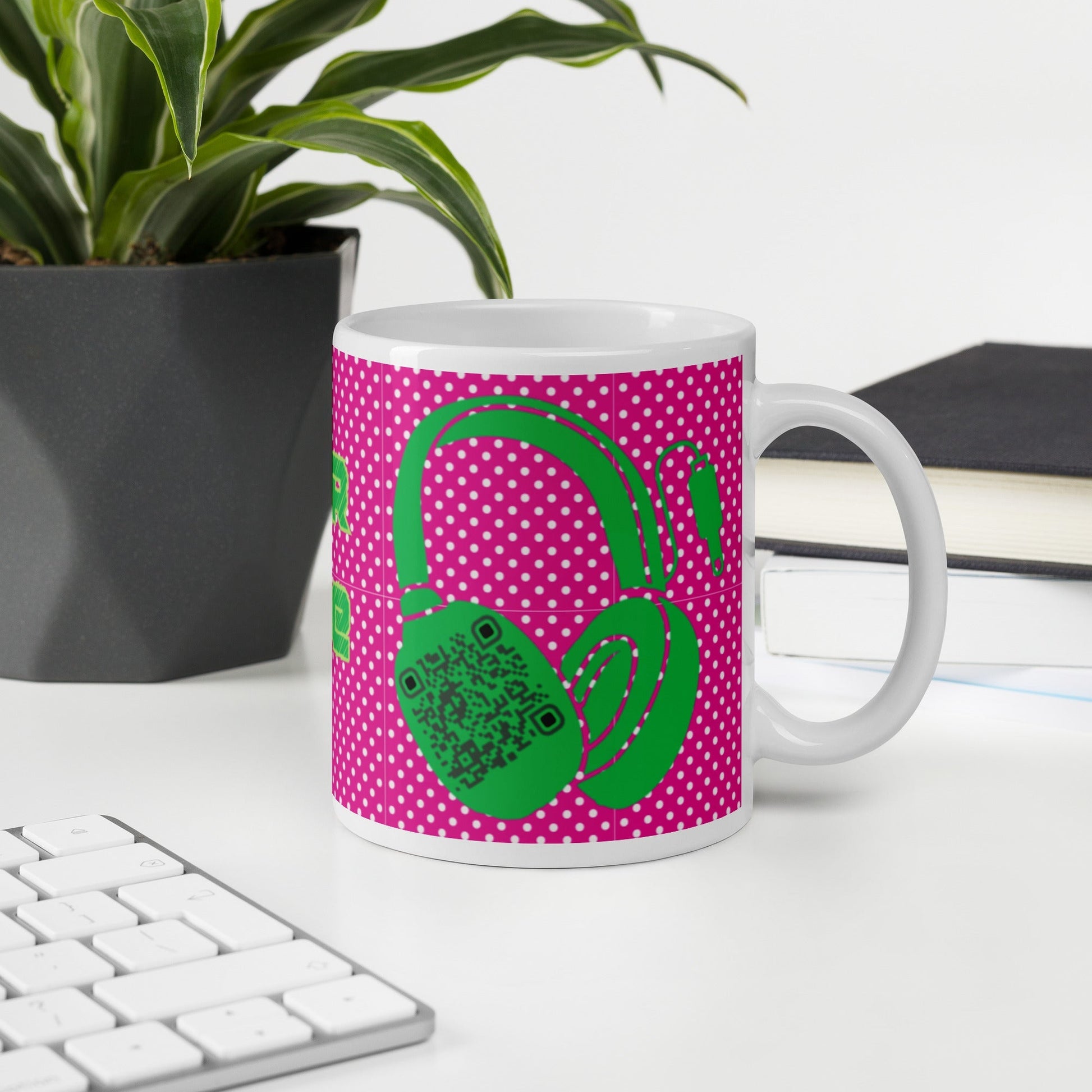 Custom QR Code Mug Polka Dot Design β Share Your Music