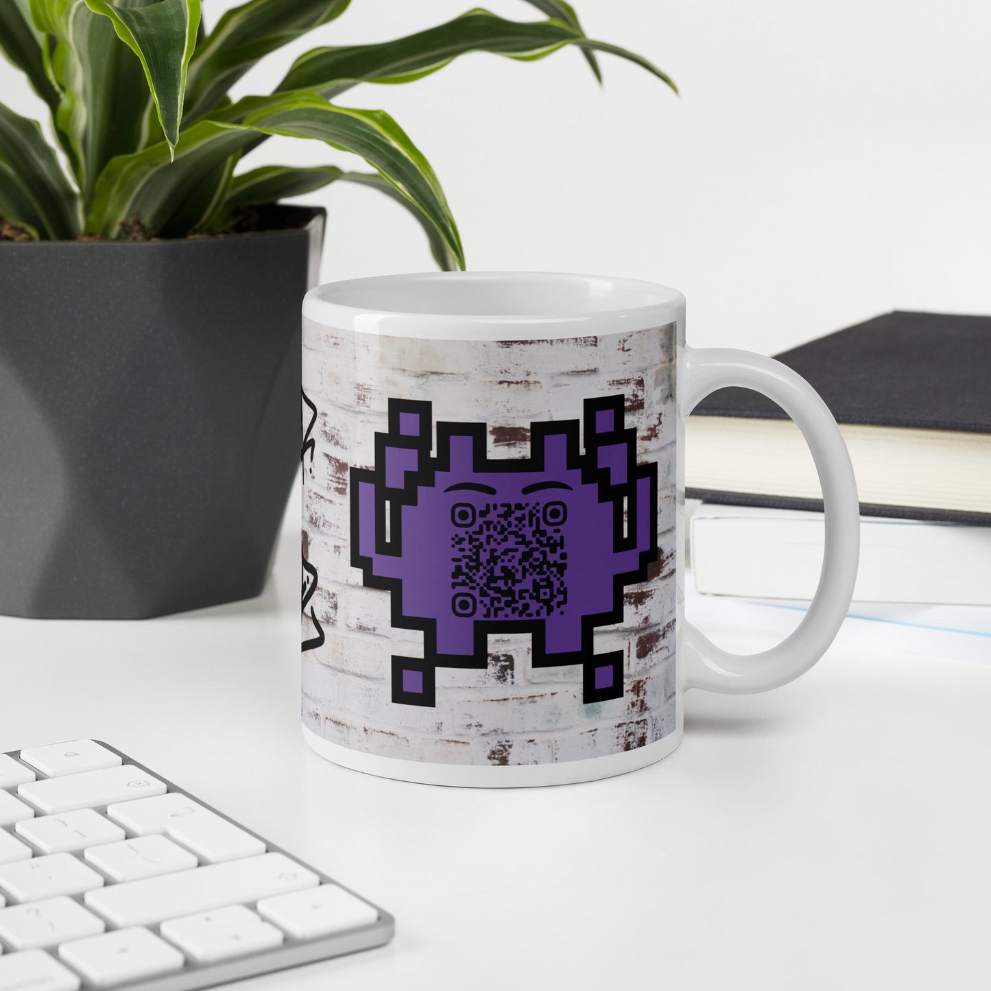 Graffiti Wall Alien Emoji QR Code Mug - For The Gamers