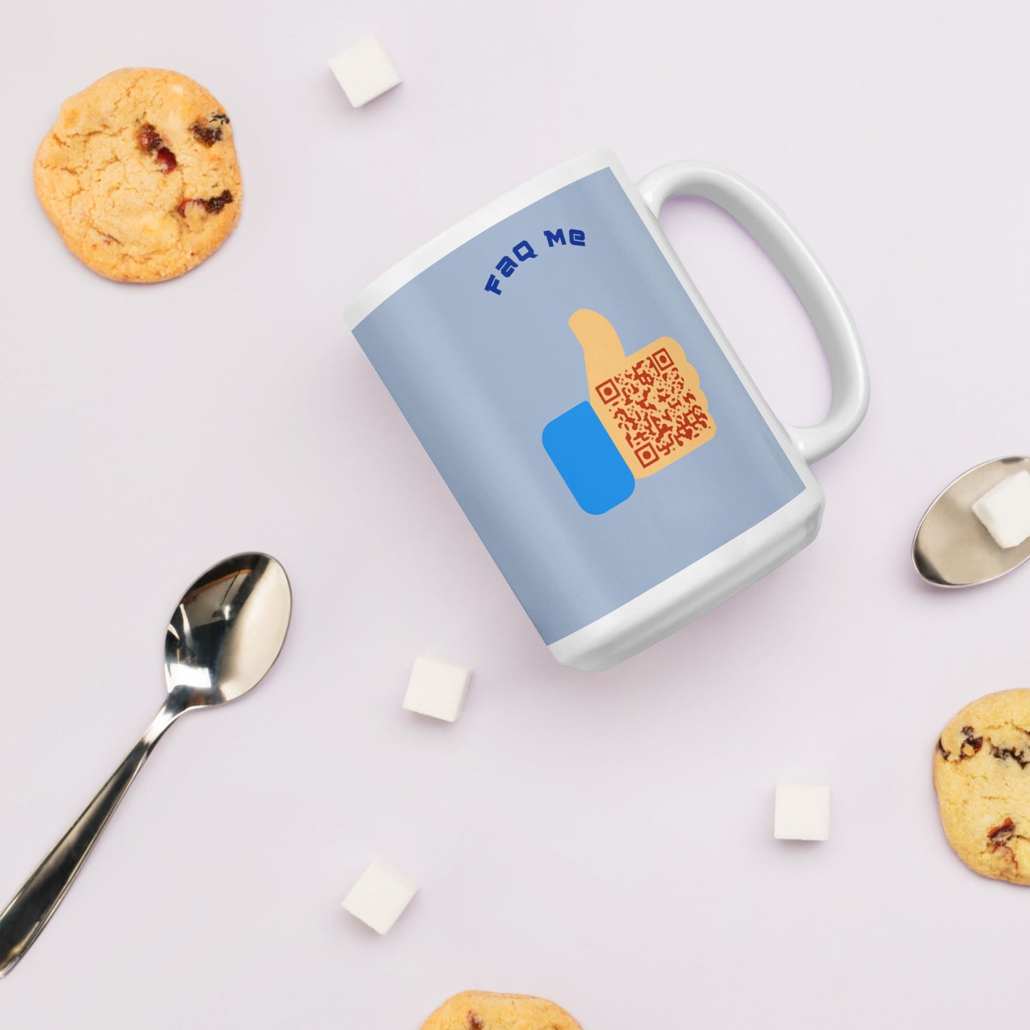 FAQ Me Personalized QR Code Powder Blue Mug