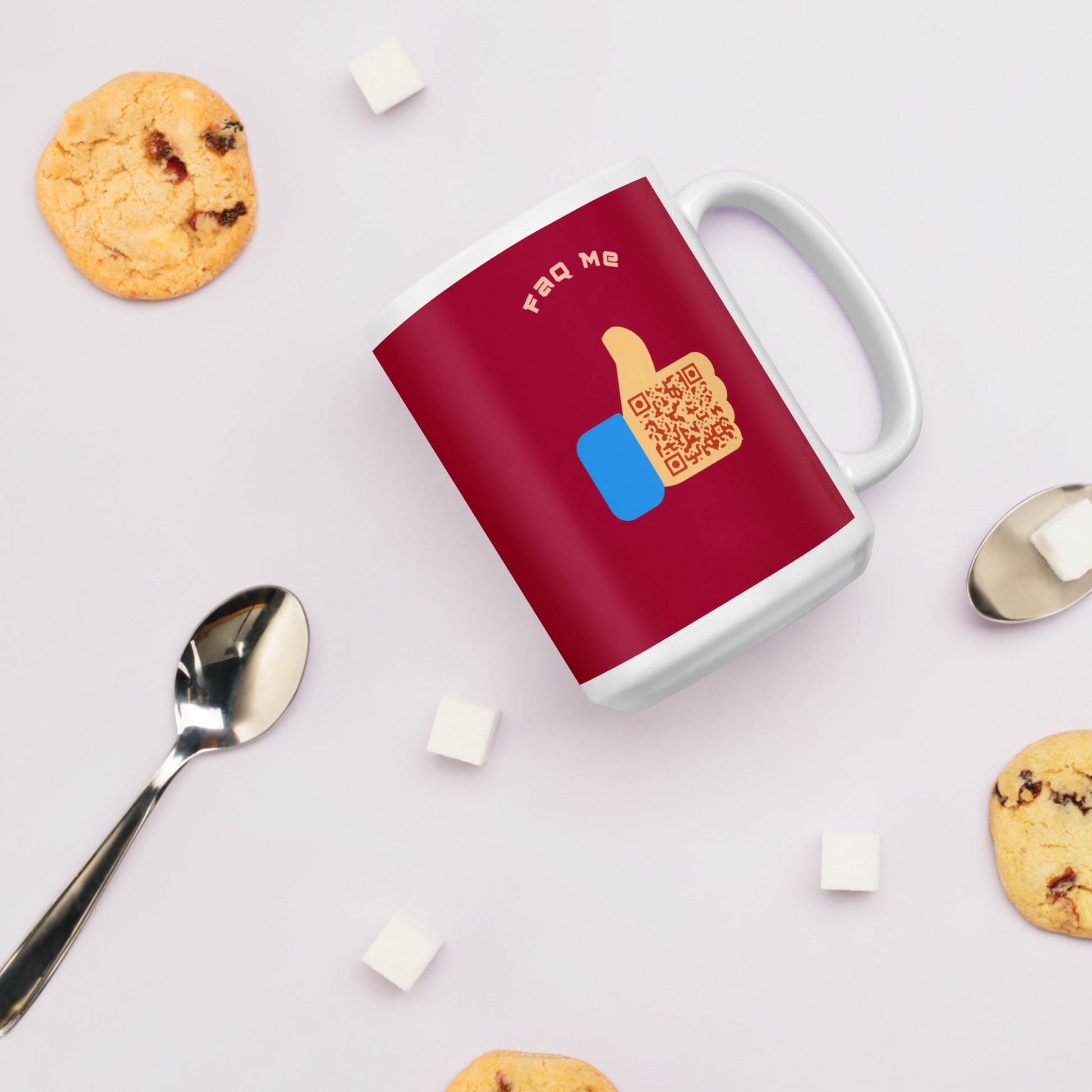 FAQ Me© Personalized QR Code Dark Red mug