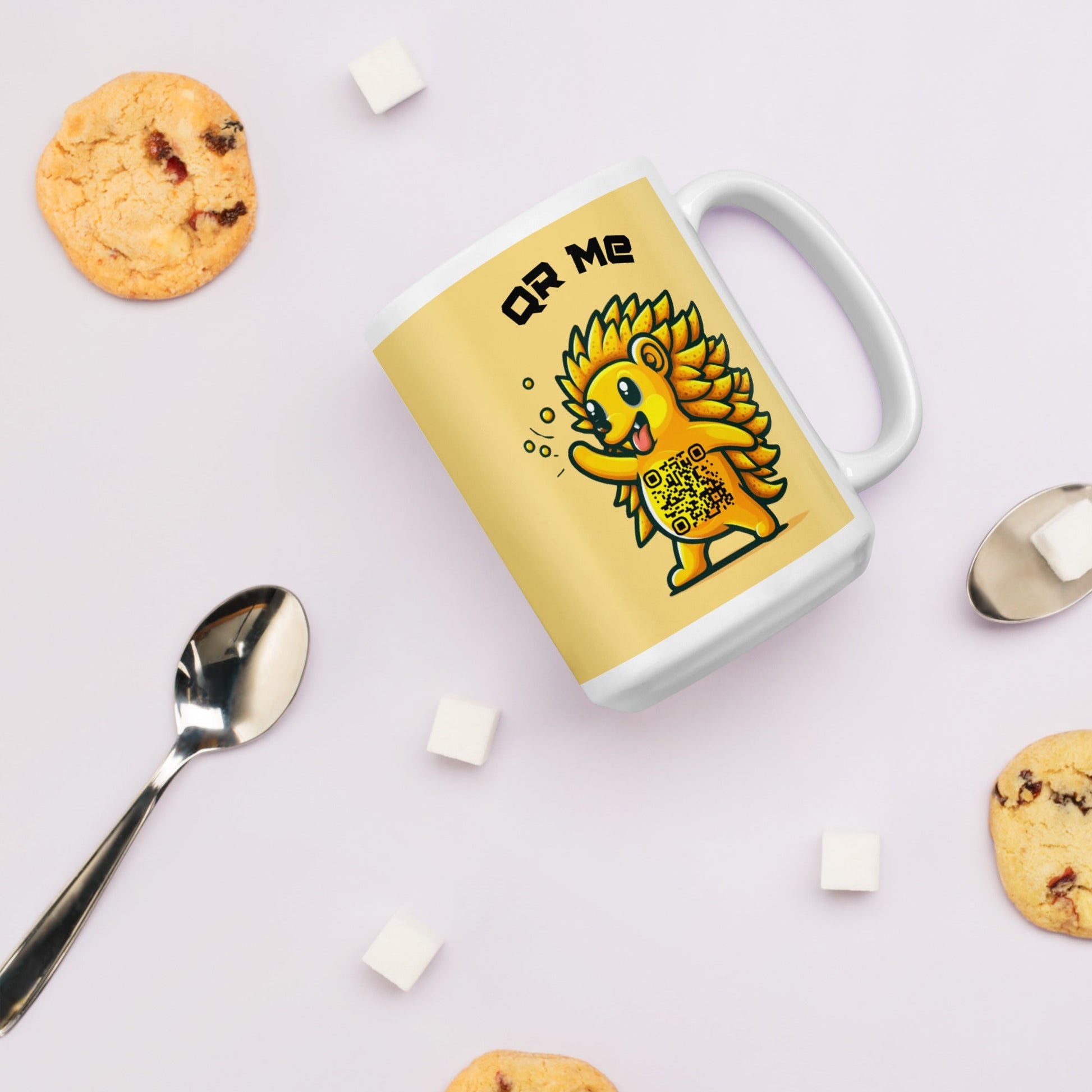 Hedgehog Emoji Personalized QR Code mug