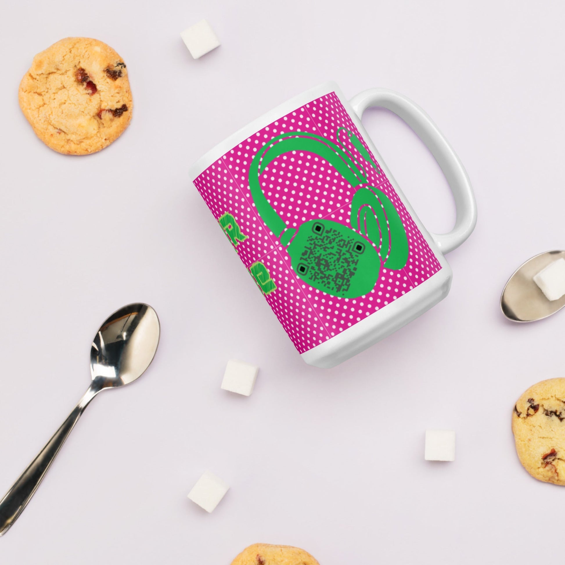Custom QR Code Mug Polka Dot Design β Share Your Music