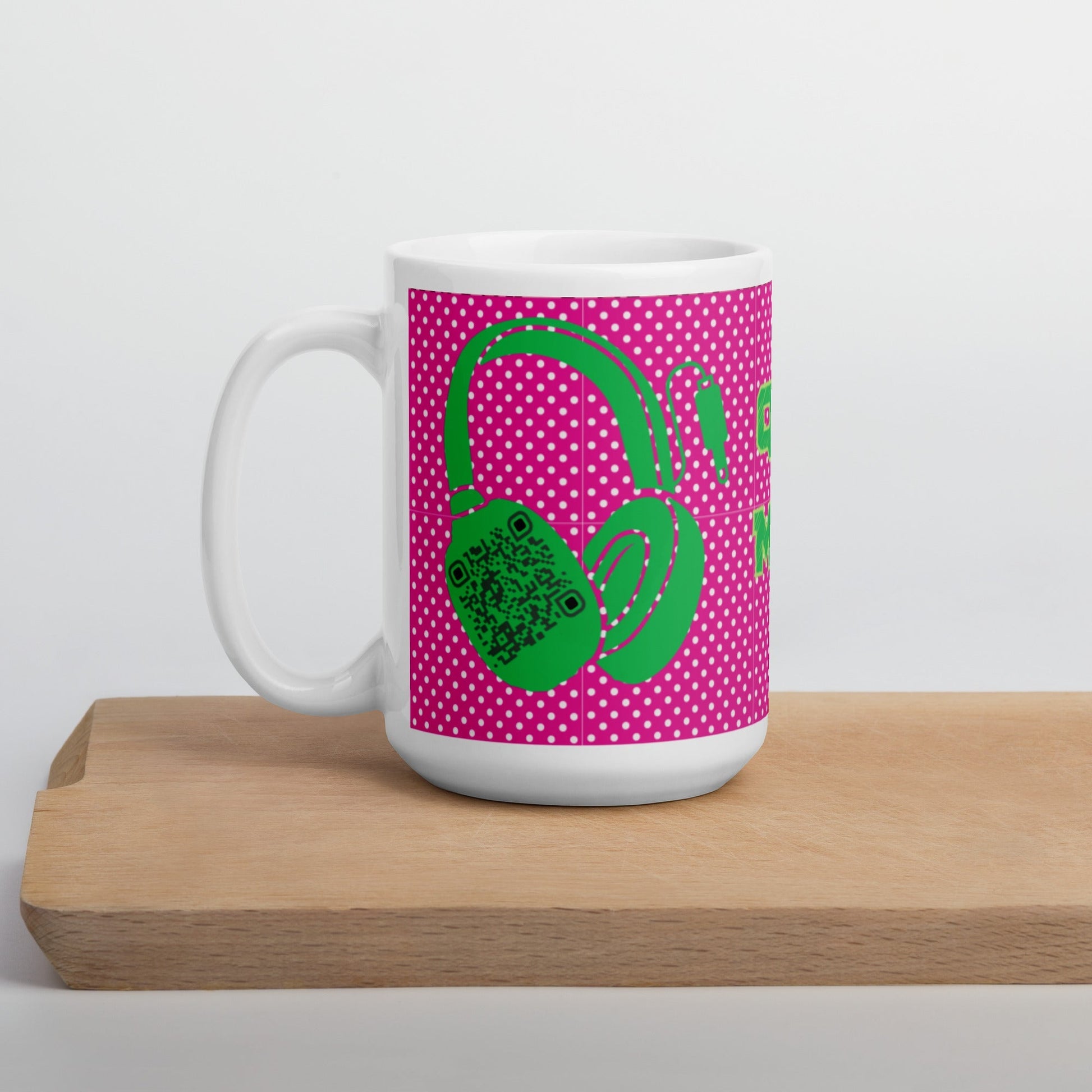 Custom QR Code Mug Polka Dot Design β Share Your Music