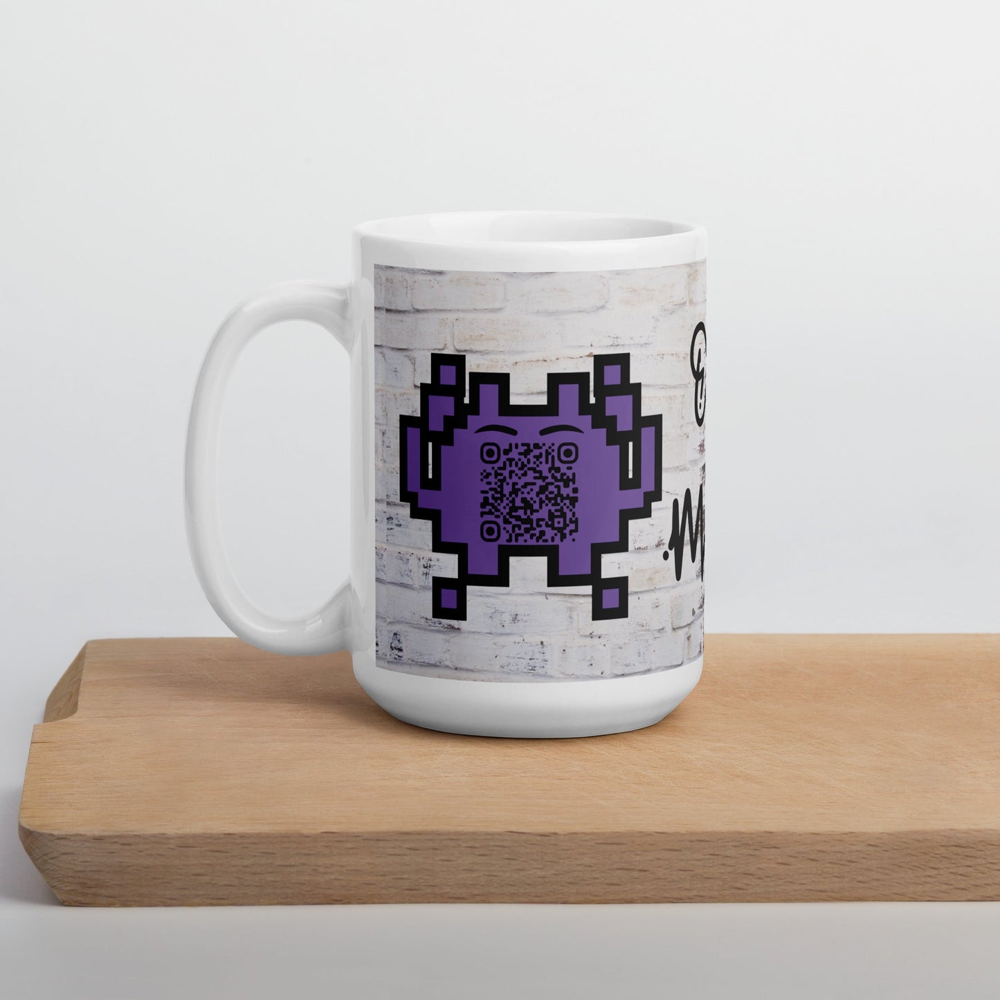 Graffiti Wall Alien Emoji QR Code Mug - For The Gamers