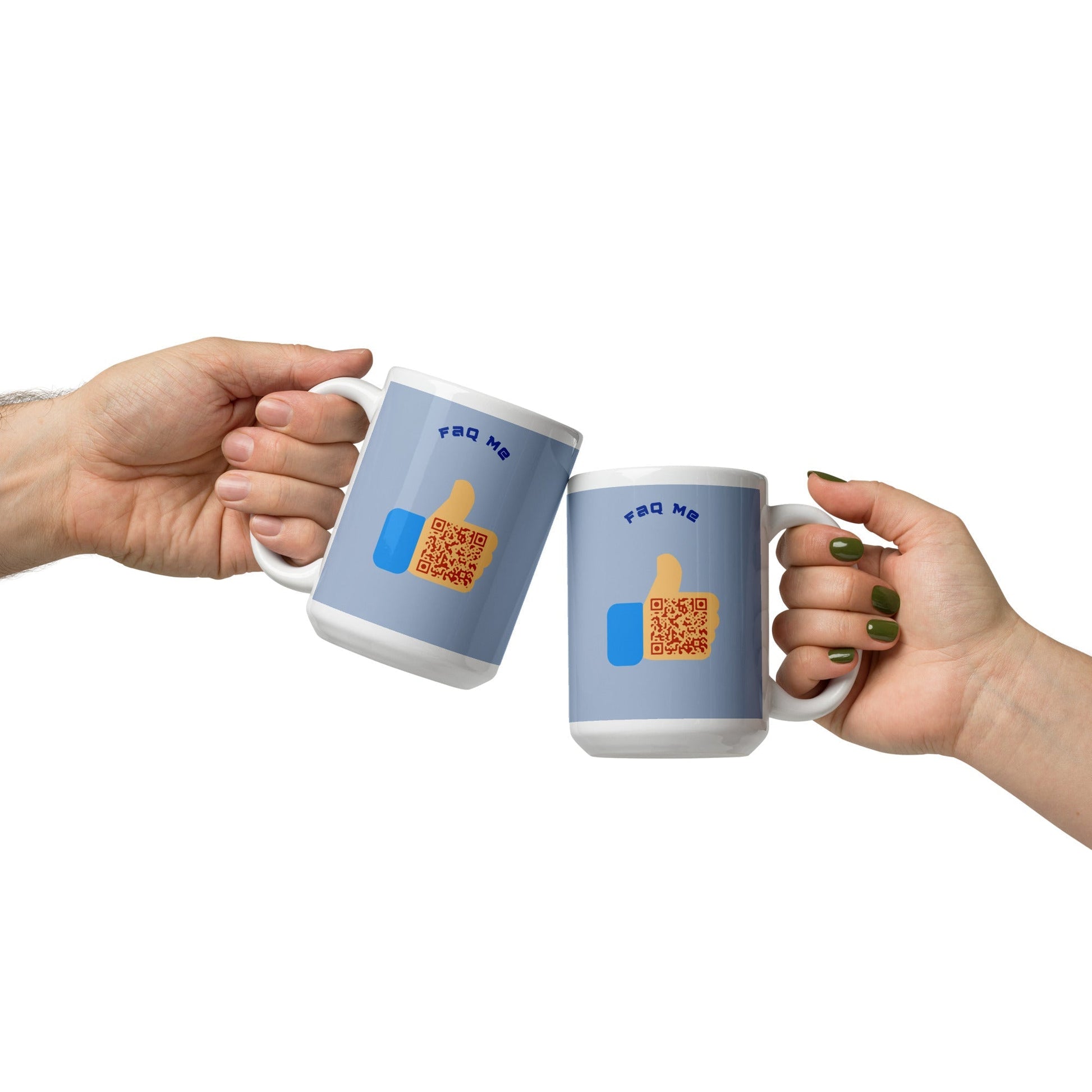 FAQ Me Personalized QR Code Powder Blue Mug
