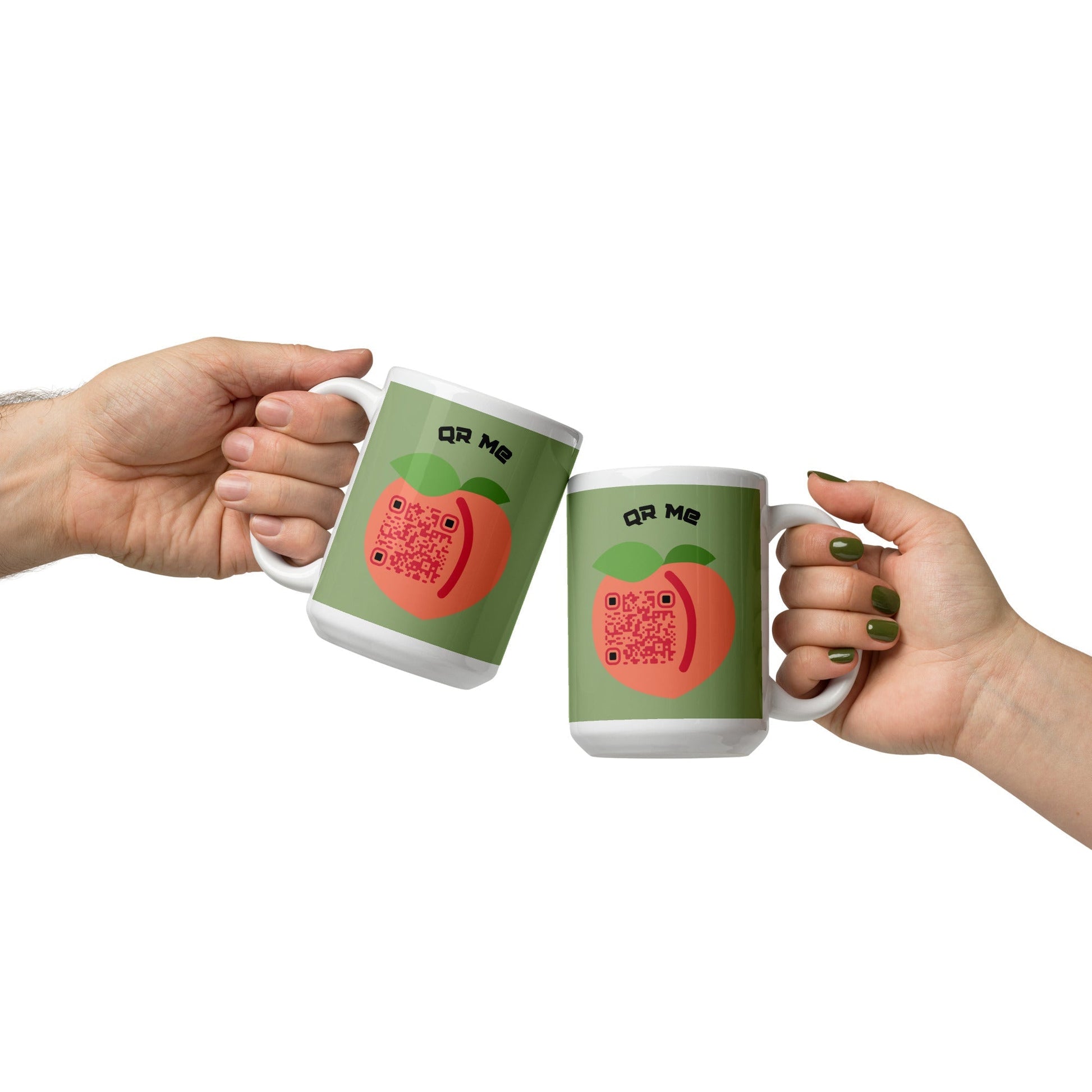 Peach Emoji Personalized QR Code mug