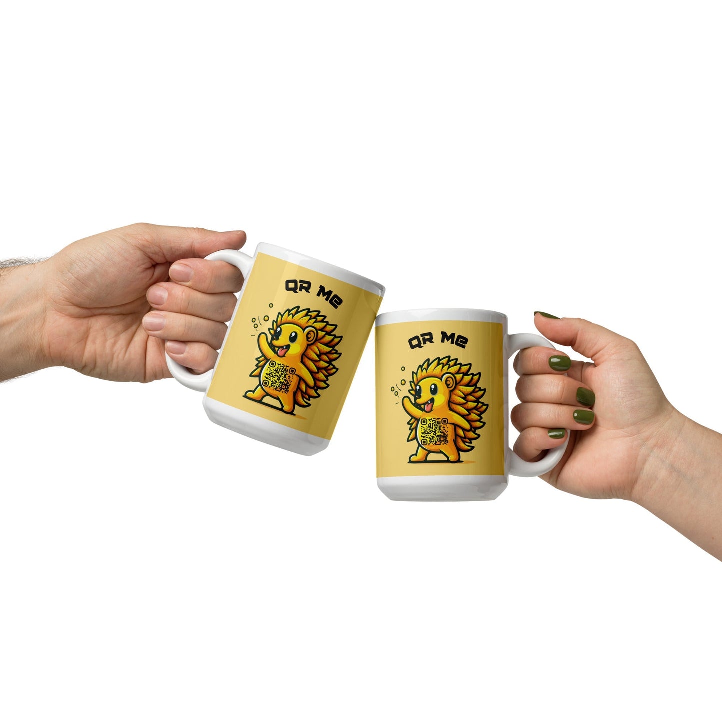 Hedgehog Emoji Personalized QR Code mug