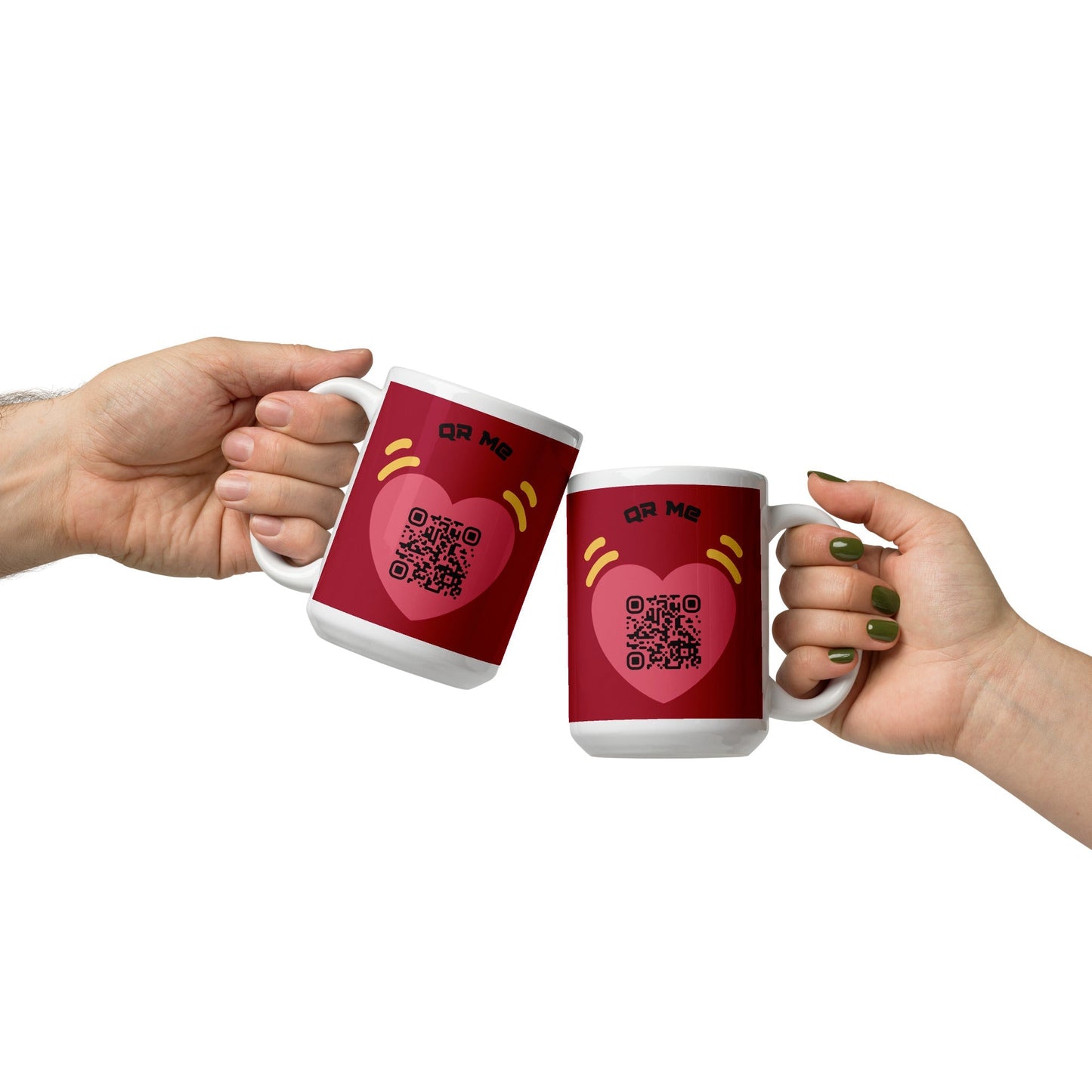 Pink Heart Emoji Personalized QR Code mug