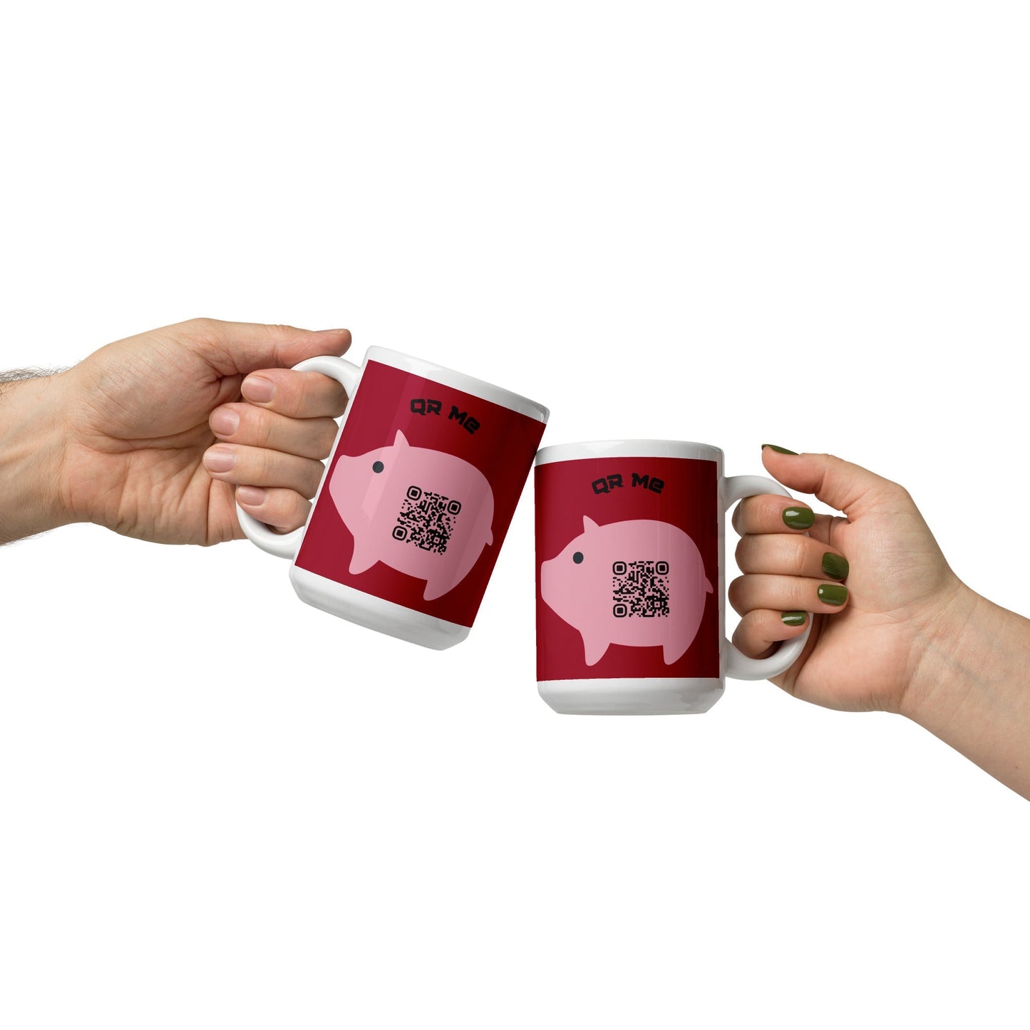 Cute Pig Emoji Personalized QR Code mug