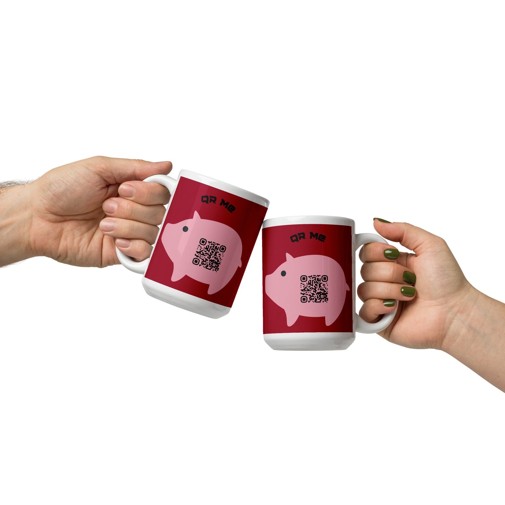 Cute Pig Emoji Personalized QR Code mug
